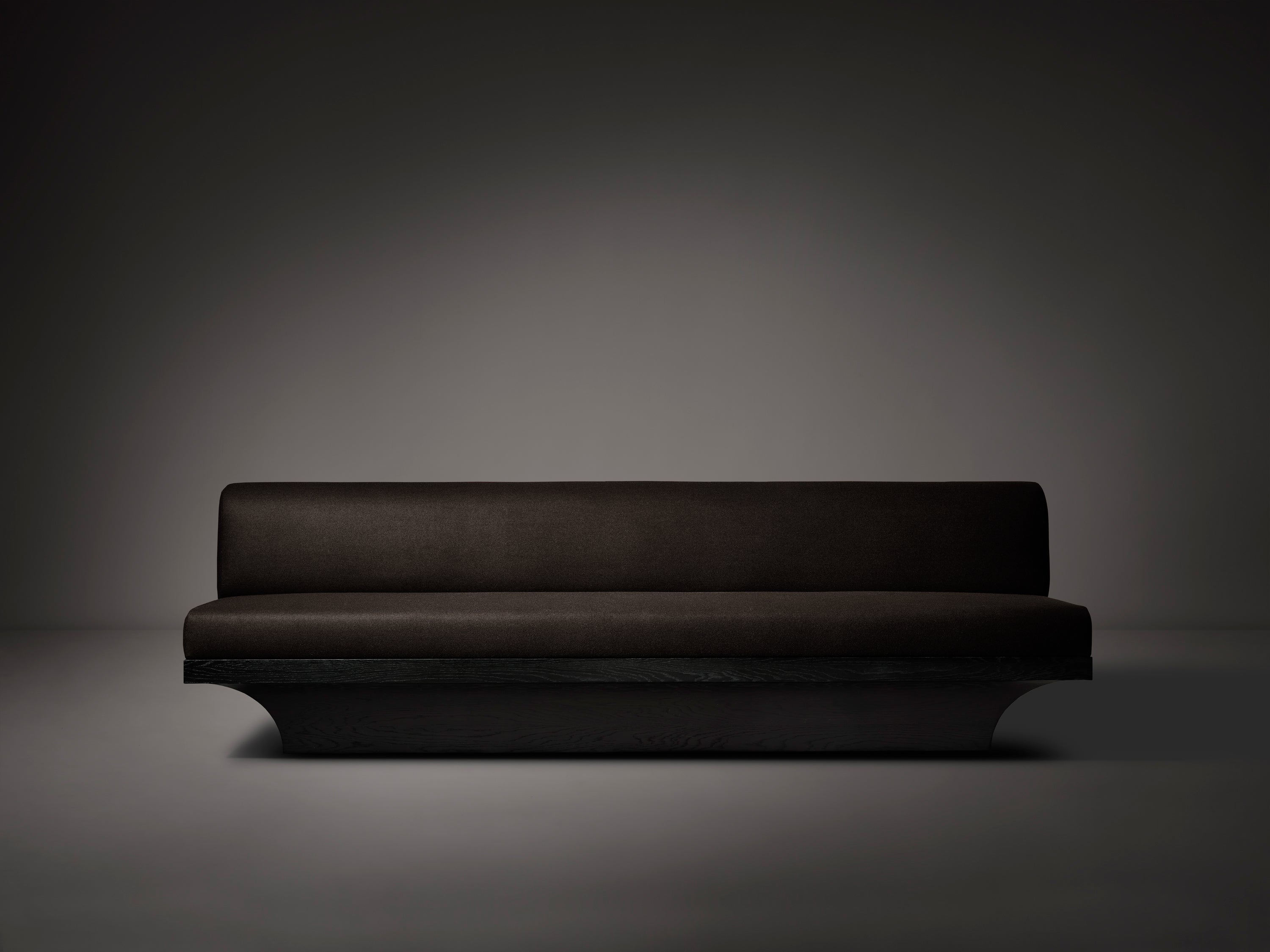 Brutalist Acer Sofa of European Oak with Dark Brown Wool Upholstery For Sale