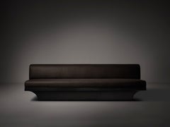 Brutalist Acer Sofa of European Oak with Dark Brown Wool Upholstery