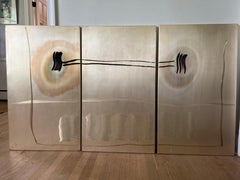 Brutalist Acid Etched Abstract Modern Wall Art Panels - signed M. Pena