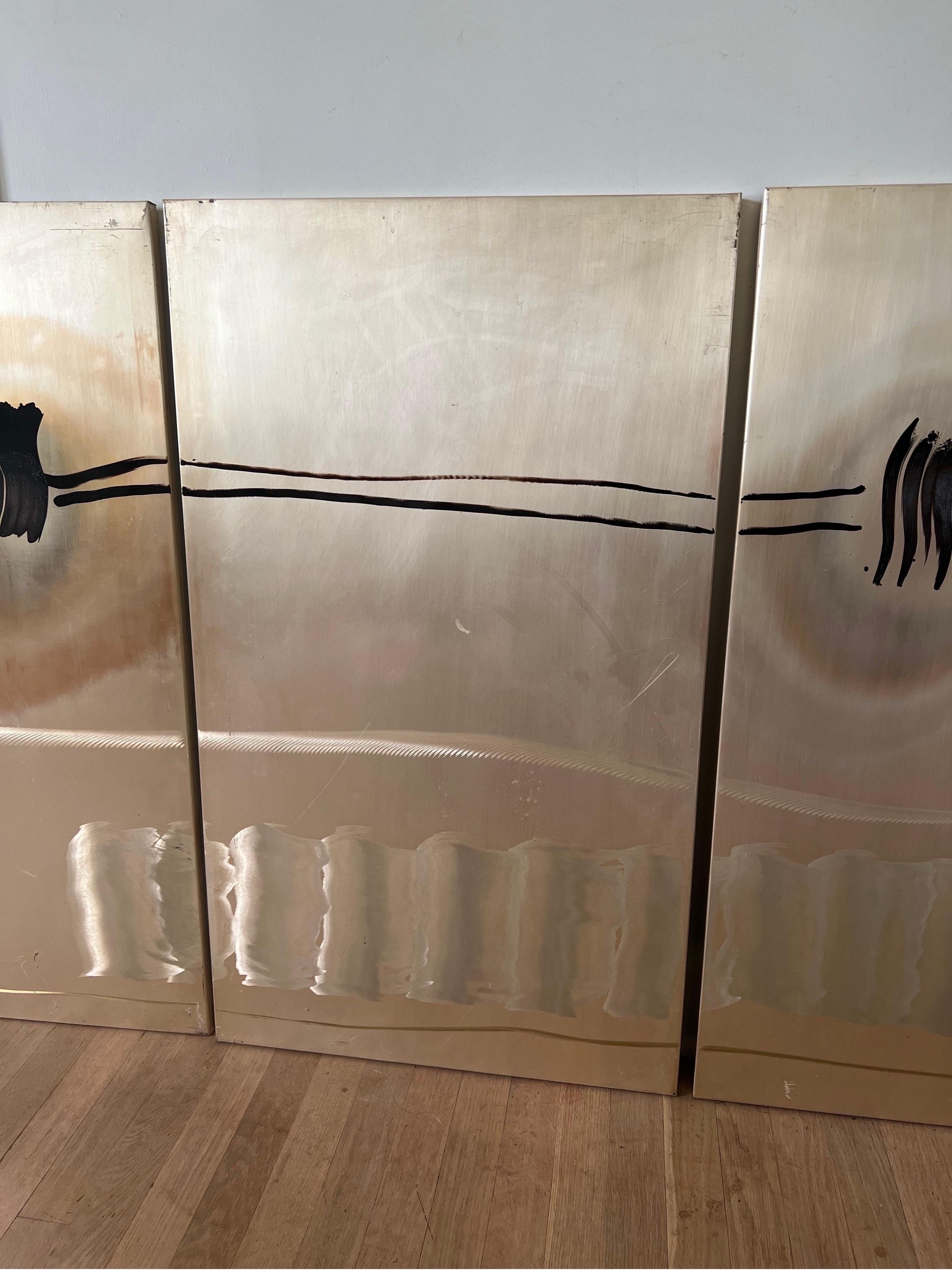 Brutalist Acid Etched Abstract Modern Wall Art Panels - signiert M. Pena (Moderne) im Angebot
