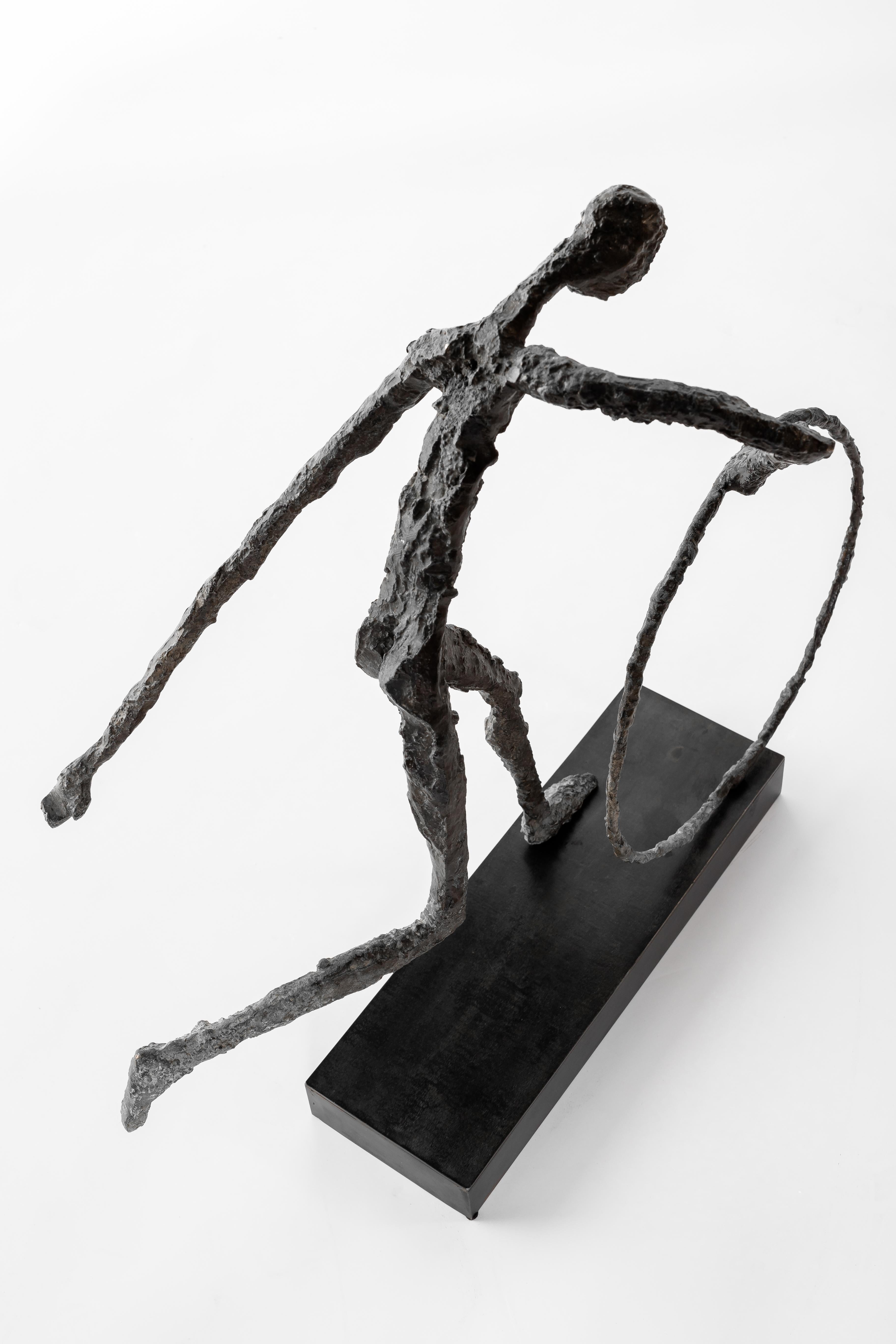 Brutalist Acrobat Figure on Modern Stand In Good Condition For Sale In Dallas, TX