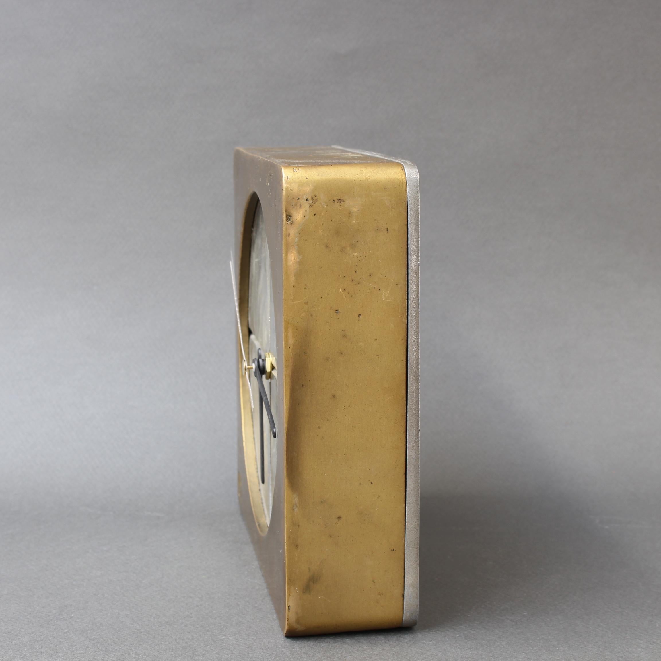 Brutalist Aluminium and Brass Decorative Clock by David Marshall, circa 1980s In Good Condition In London, GB