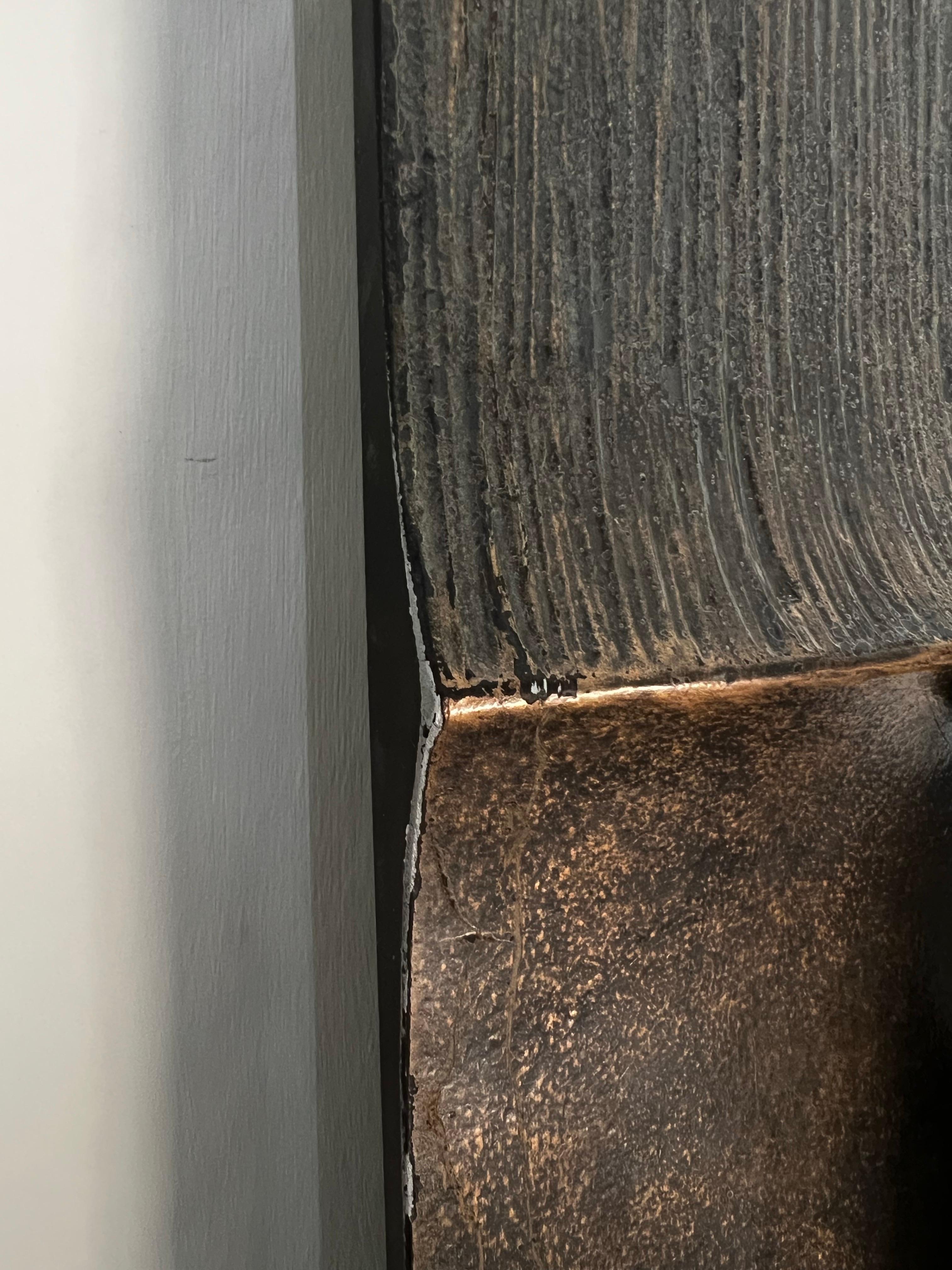 Cast Brutalist Aluminium Door Panel with Antique Bronze Finish For Sale