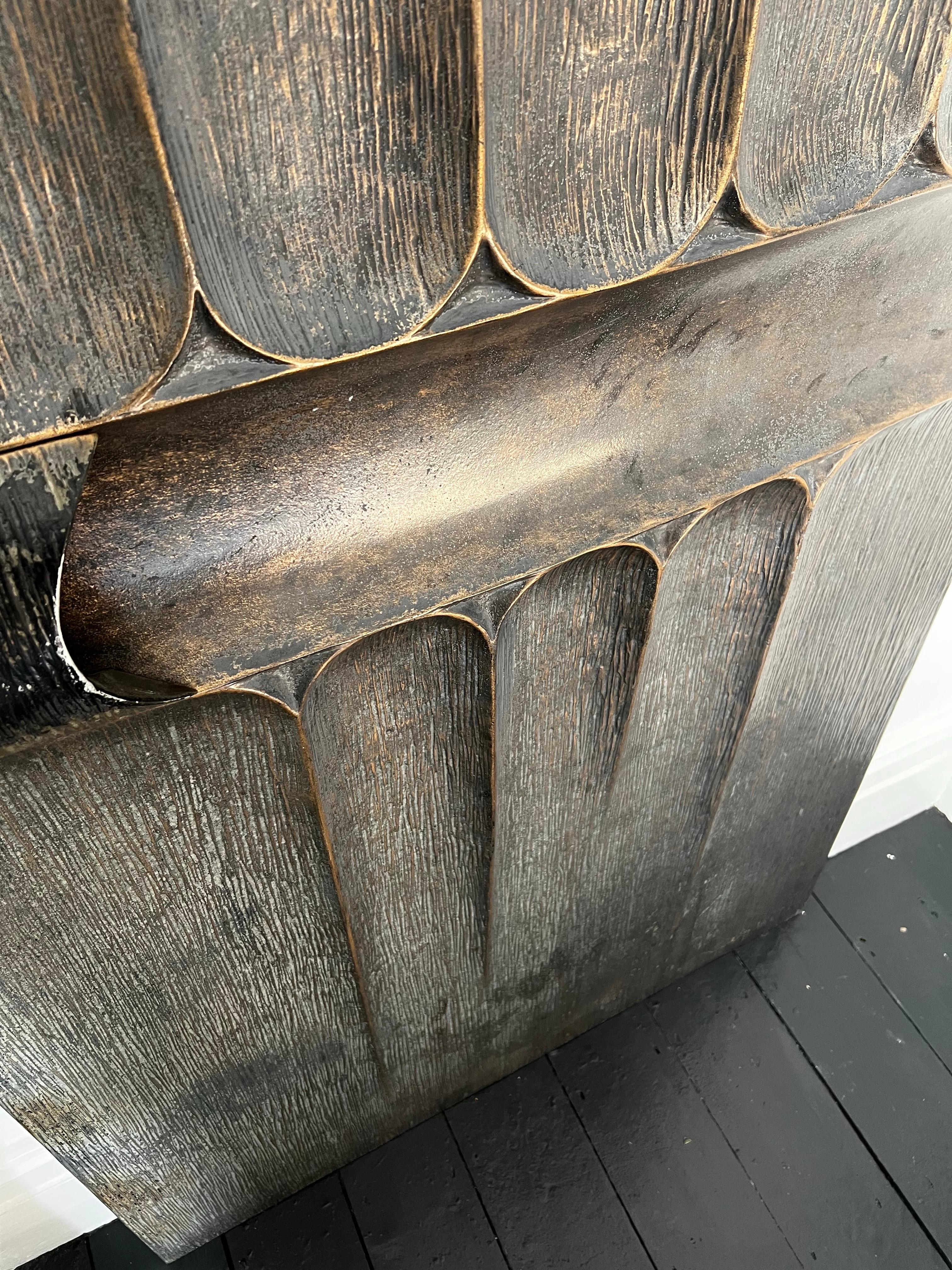 Aluminum Brutalist Aluminium Door Panel with Antique Bronze Finish For Sale