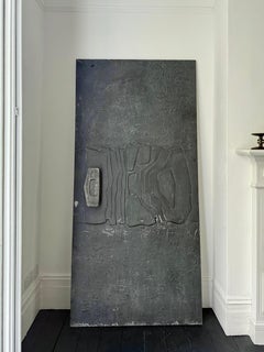 Brutalist Aluminium Door Panel with Weathered Grey Patina