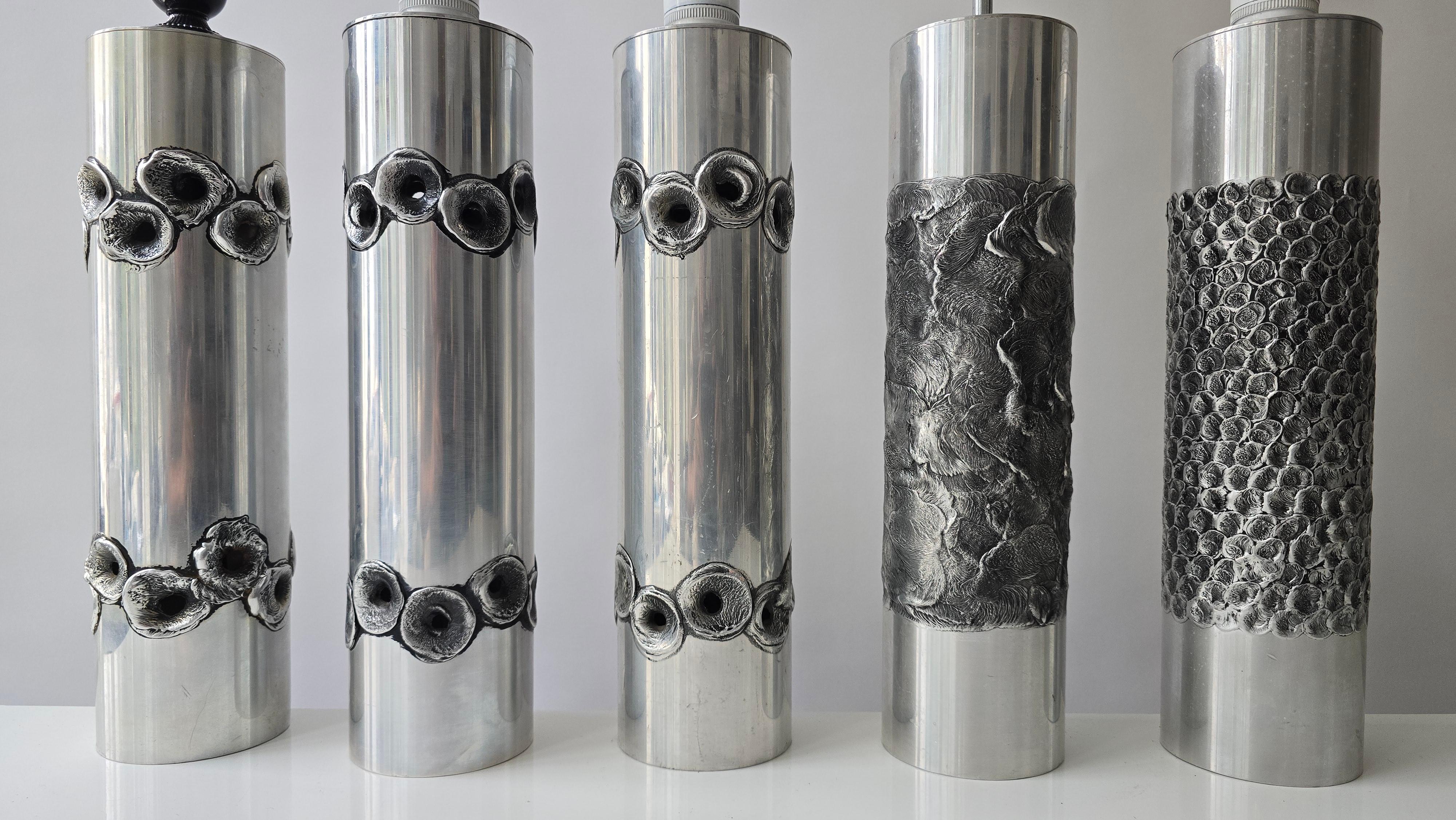 Brutalisme Lampes de table brutalistes en aluminium de Willy Luyckx en vente