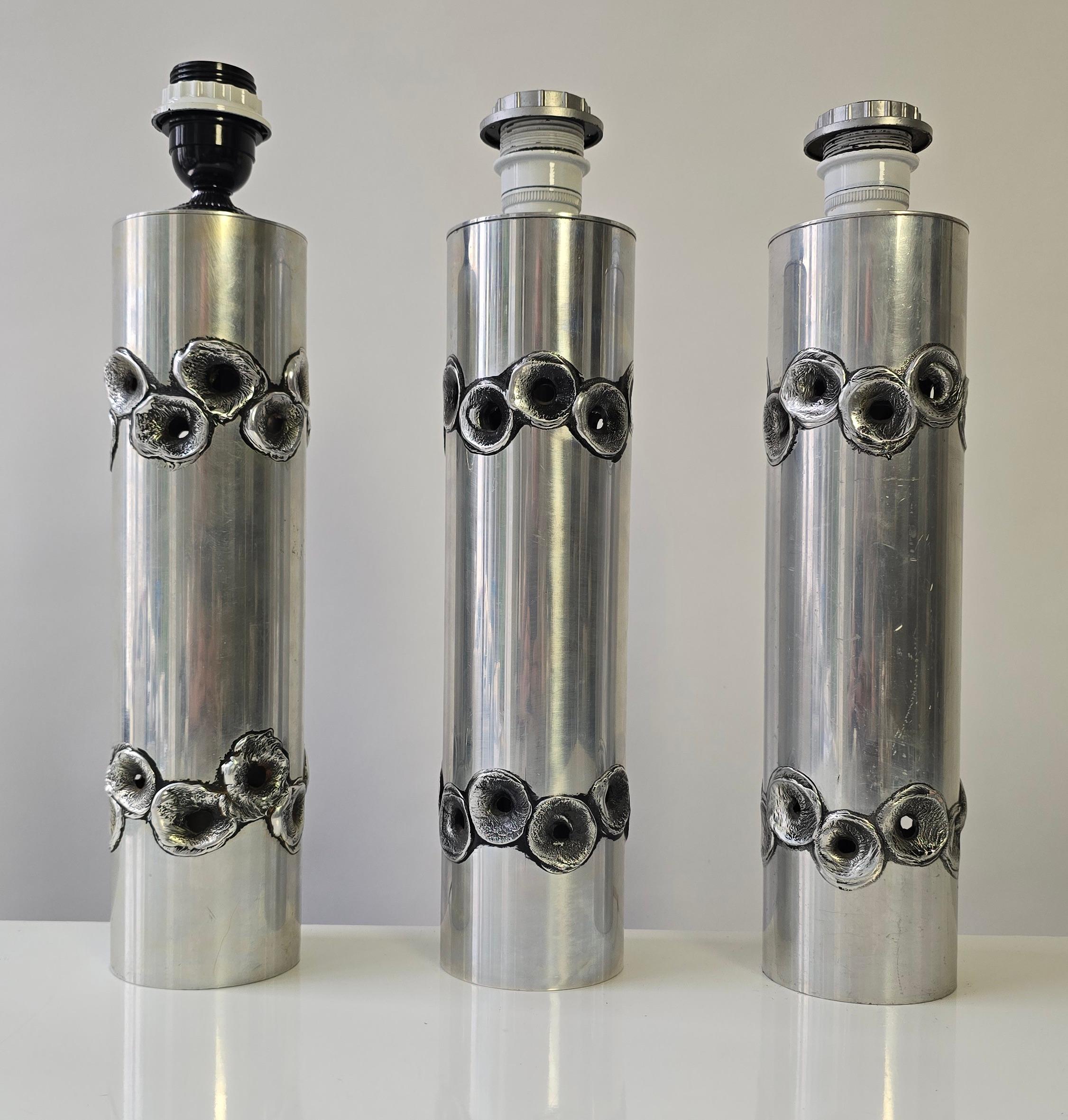 Lampes de table brutalistes en aluminium de Willy Luyckx Bon état - En vente à Antwerp, BE