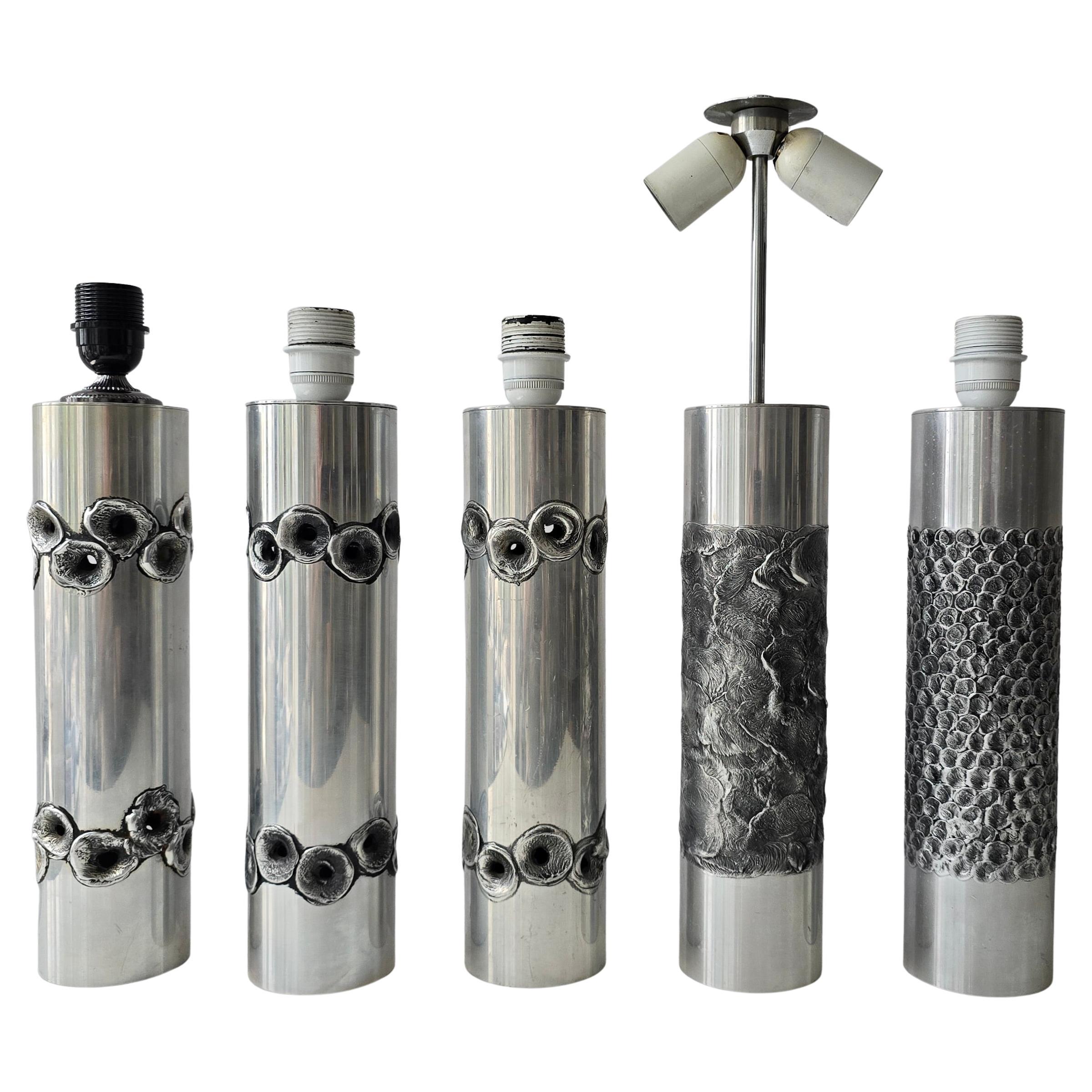 Lampes de table brutalistes en aluminium de Willy Luyckx en vente