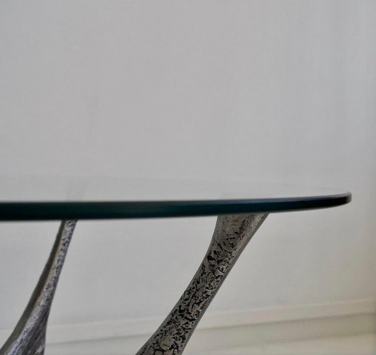 20th Century Brutalist Aluminum and Glass Coffee Table by Willy Ceysens For Sale