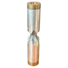 Brutalist Aluminum & Brass Desenos Candlestick by David Marshall