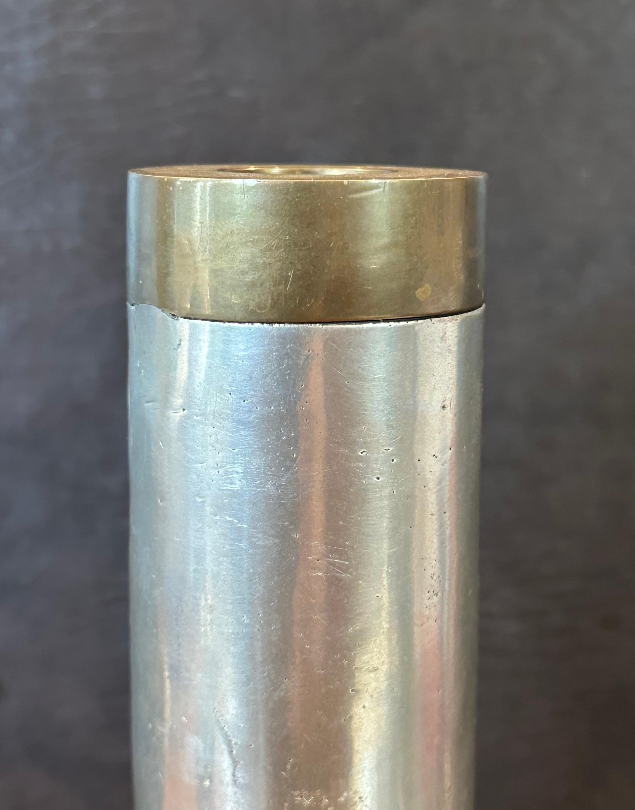 Brutalist Aluminum & Brass Desenos Candlestick by David Marshall For Sale 3