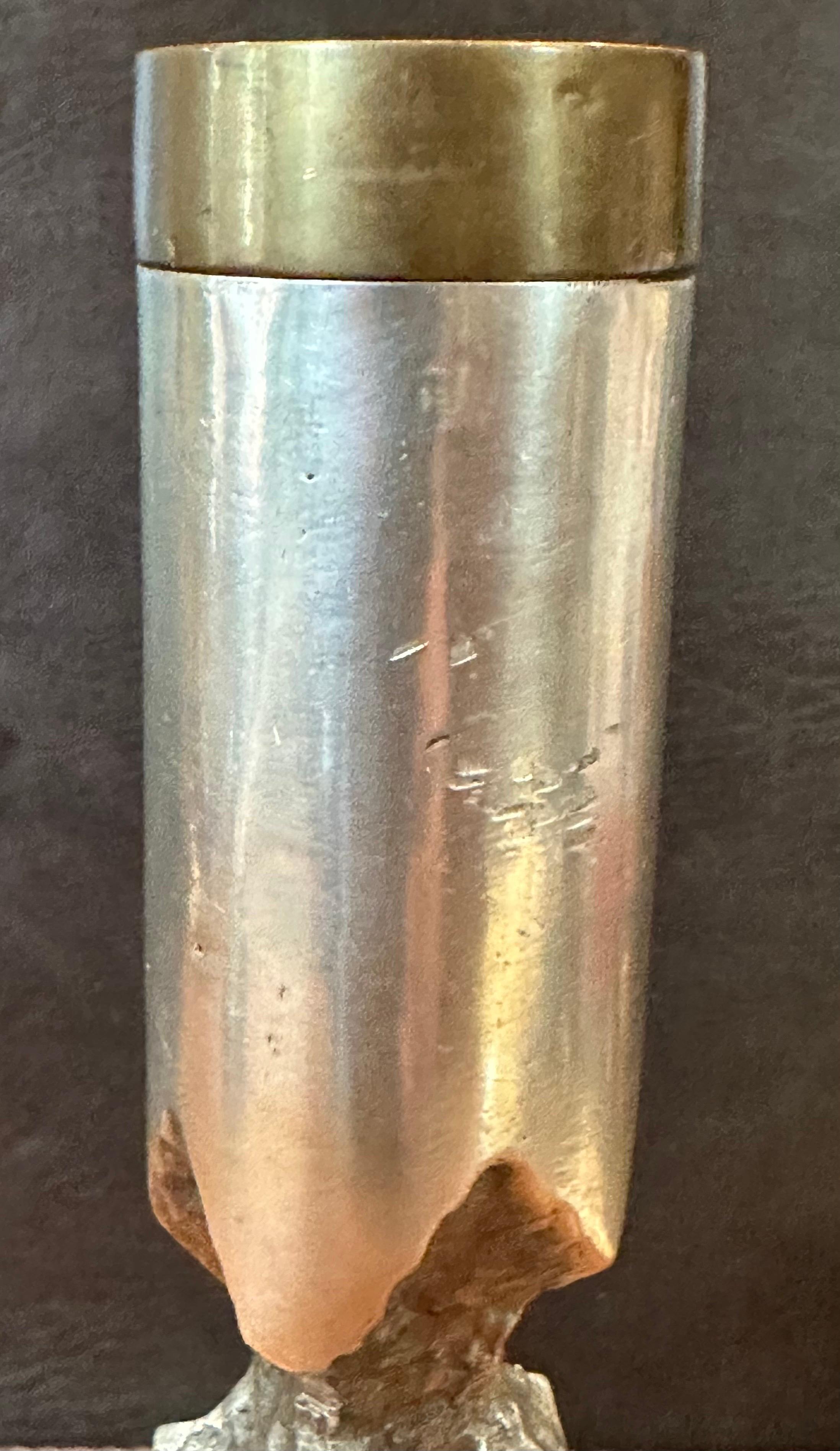 Brutalist Aluminum & Brass Desenos Candlestick by David Marshall For Sale 4