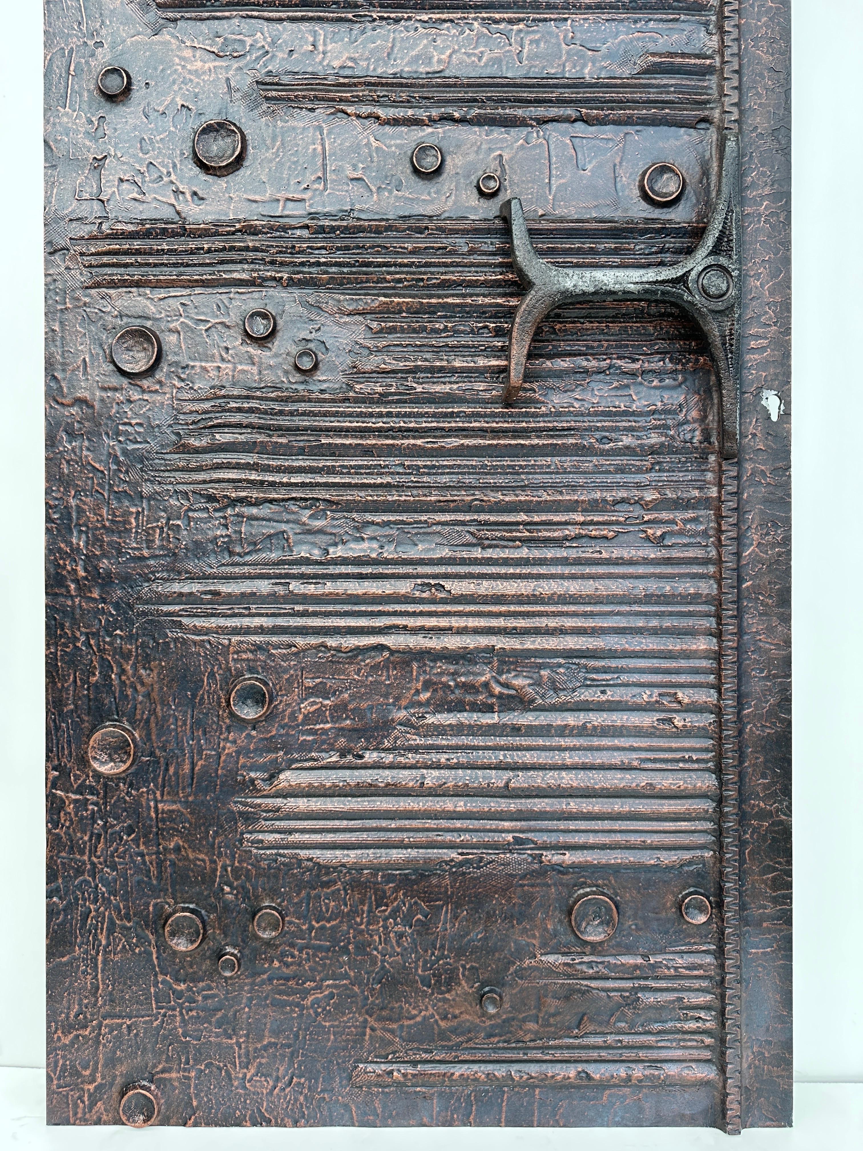 Belgian Brutalist Aluminum Door Panel in Anodized Bronze / Copper Finish  For Sale