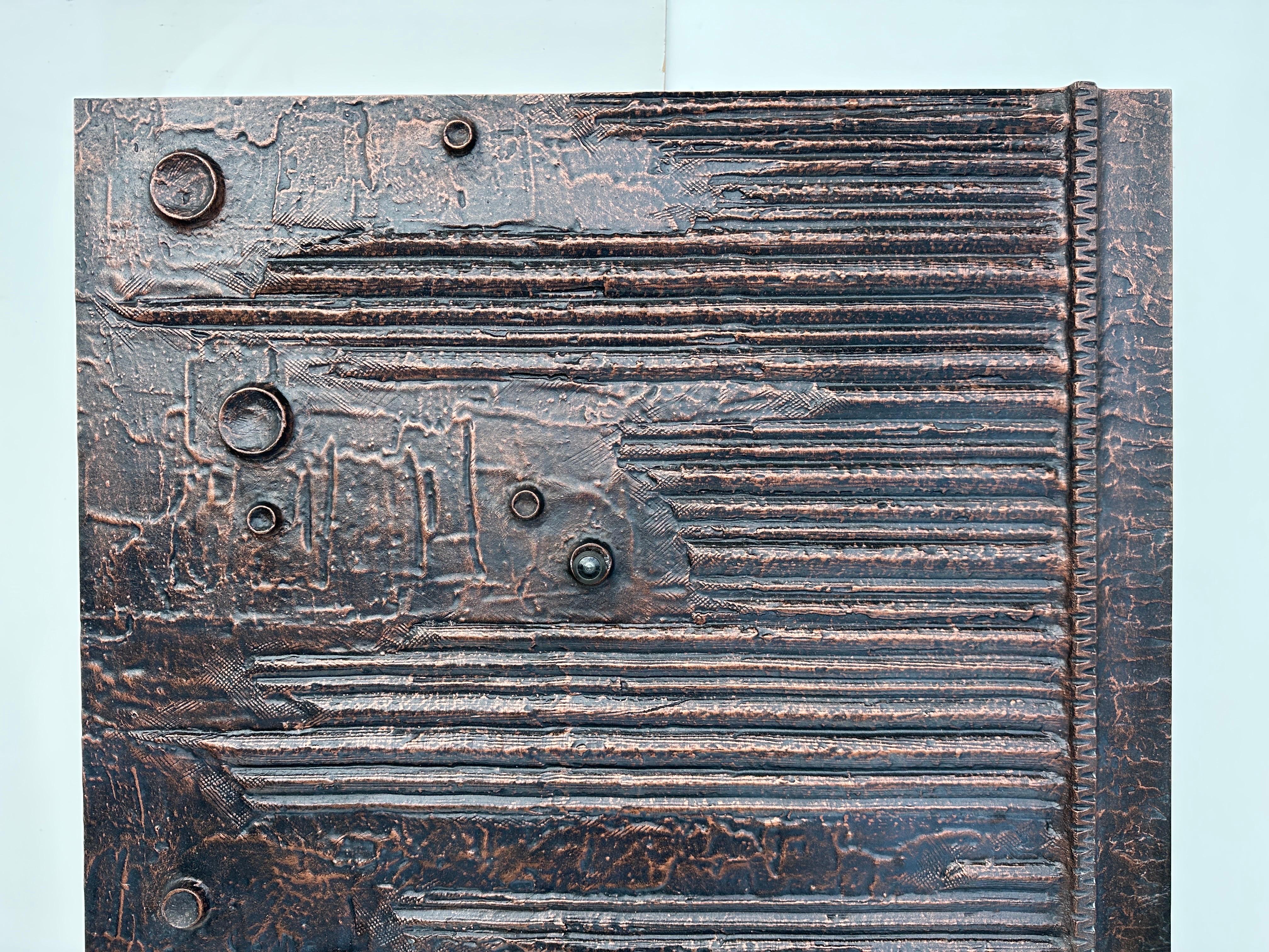 Cast Brutalist Aluminum Door Panel in Anodized Bronze / Copper Finish  For Sale