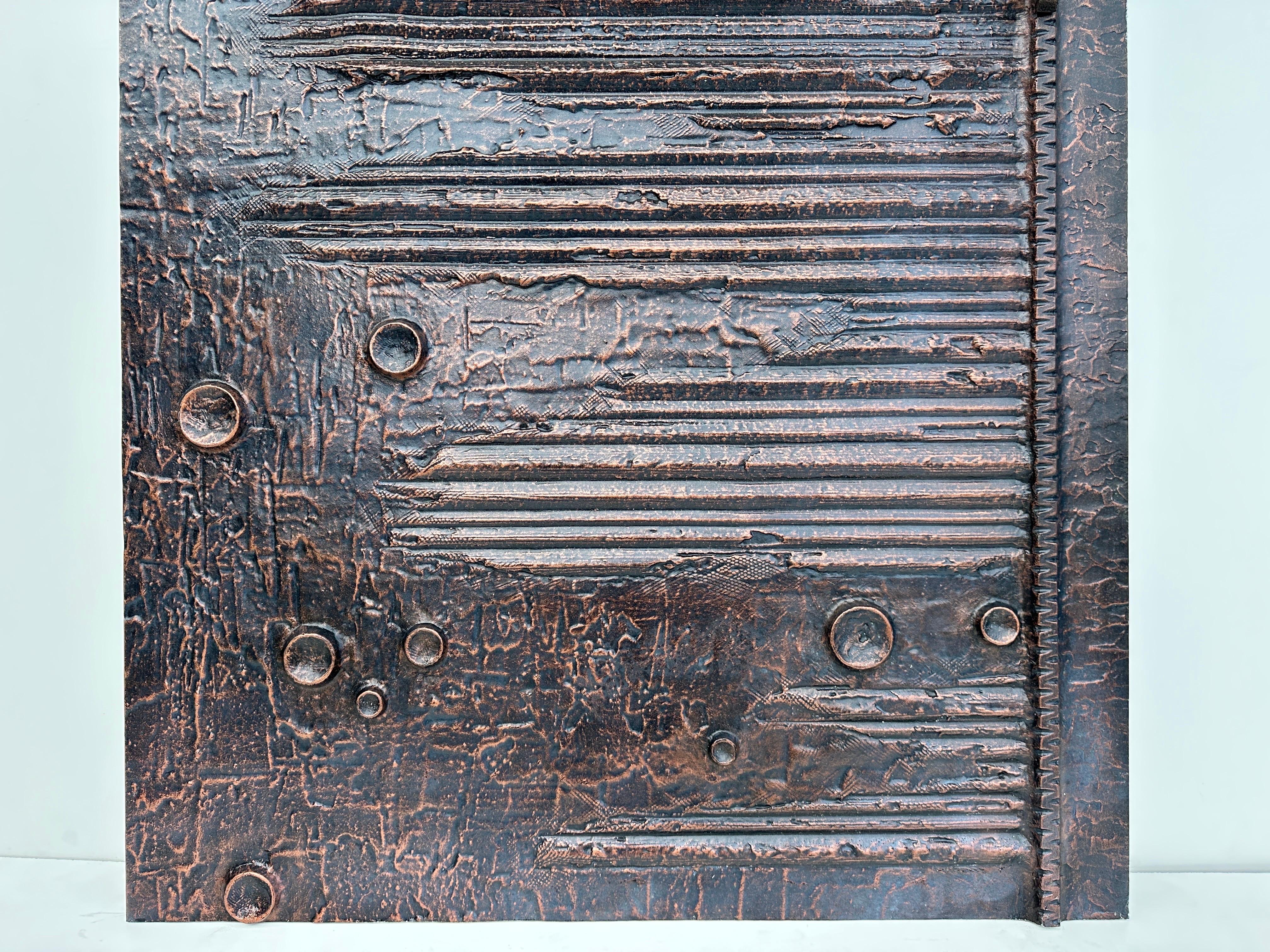 Late 20th Century Brutalist Aluminum Door Panel in Anodized Bronze / Copper Finish  For Sale