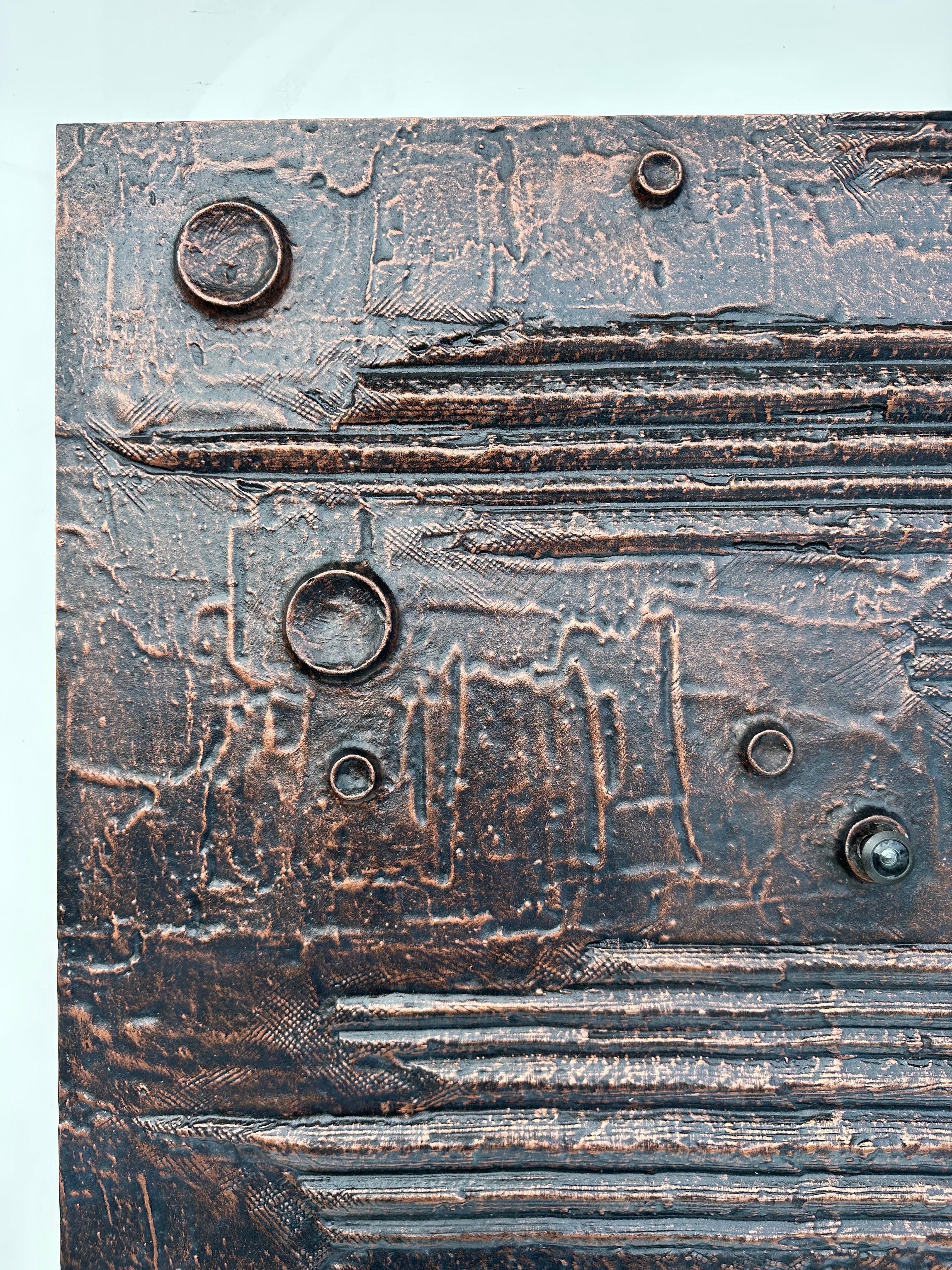 Fin du 20e siècle Panneau de porte brutaliste en aluminium en finition bronze/ cuivre anodisé  en vente