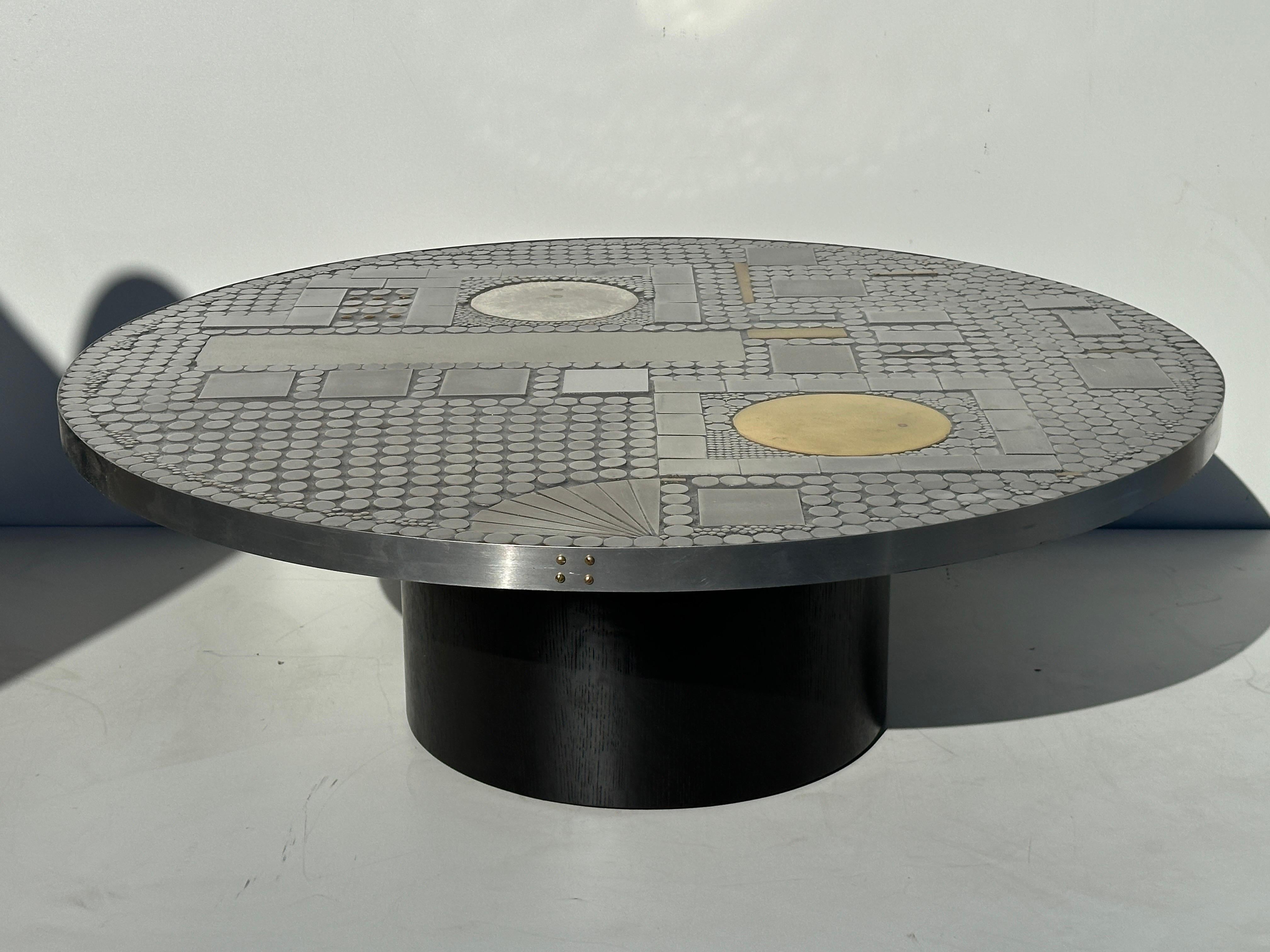 Brutalist Aluminum Mosaic Coffee Table  In Good Condition For Sale In North Hollywood, CA