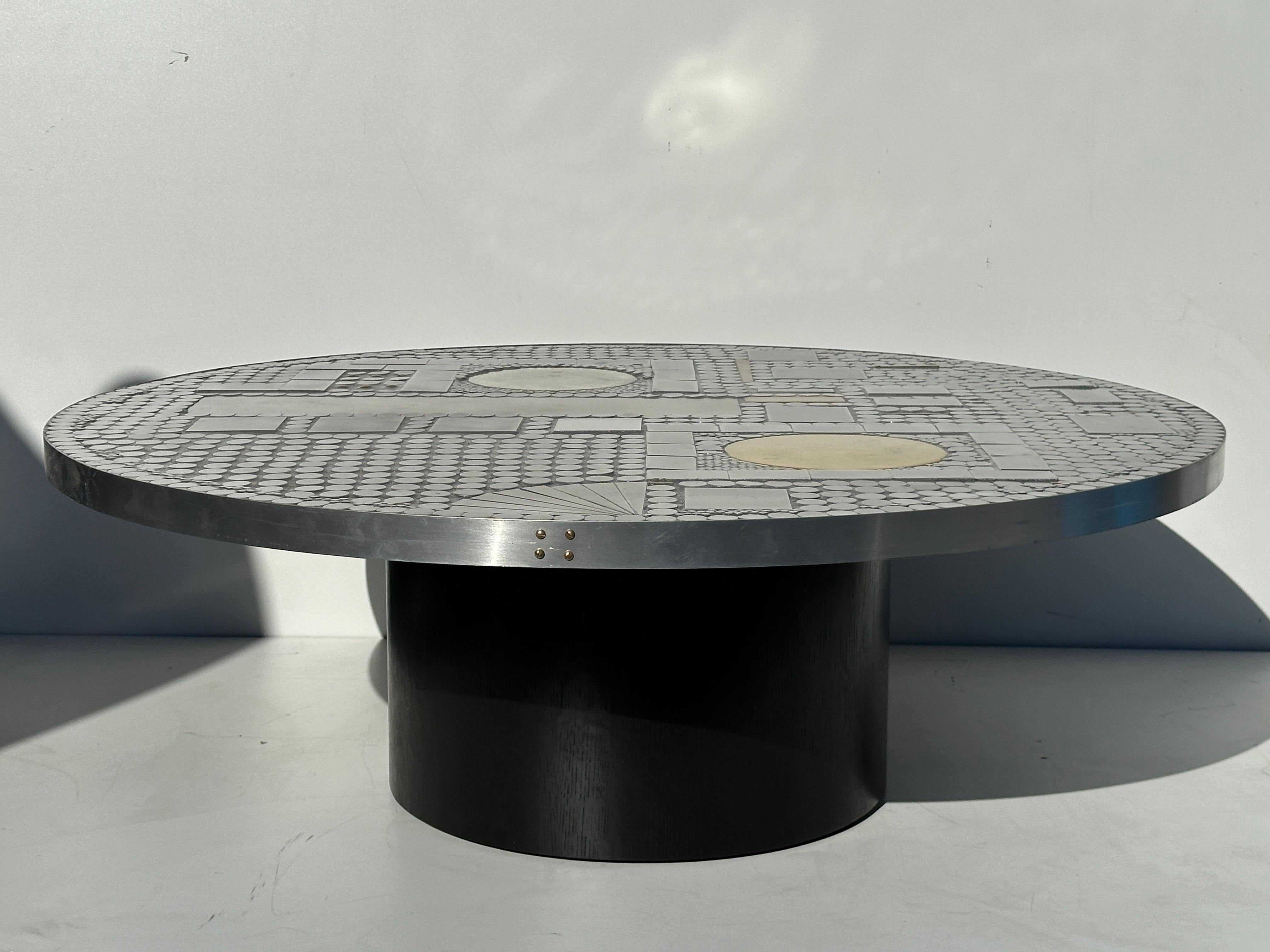 Late 20th Century Brutalist Aluminum Mosaic Coffee Table  For Sale