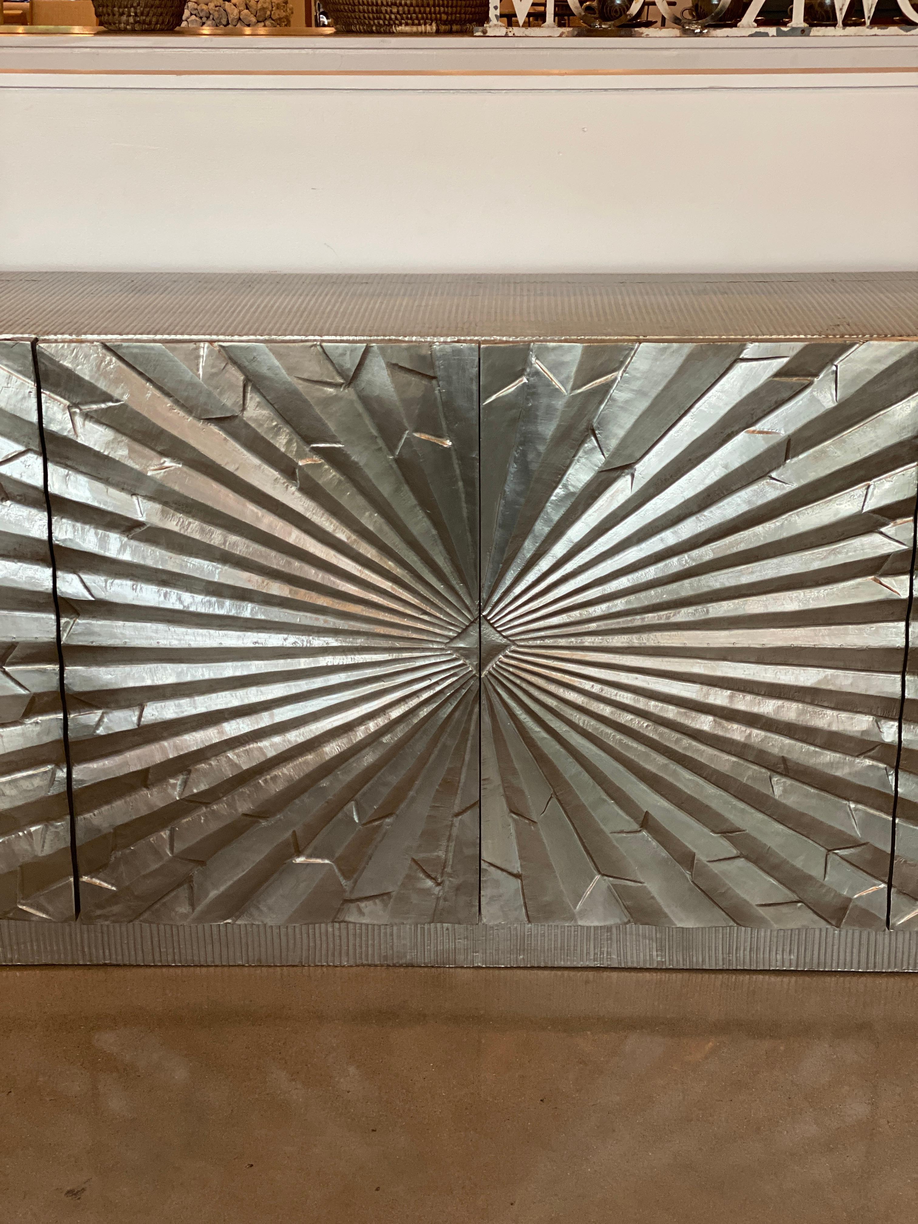 Mid-Century Modern Brutalist Aluminum Wrapped Sideboard, Attributed to Marvin Arenson, 1970s