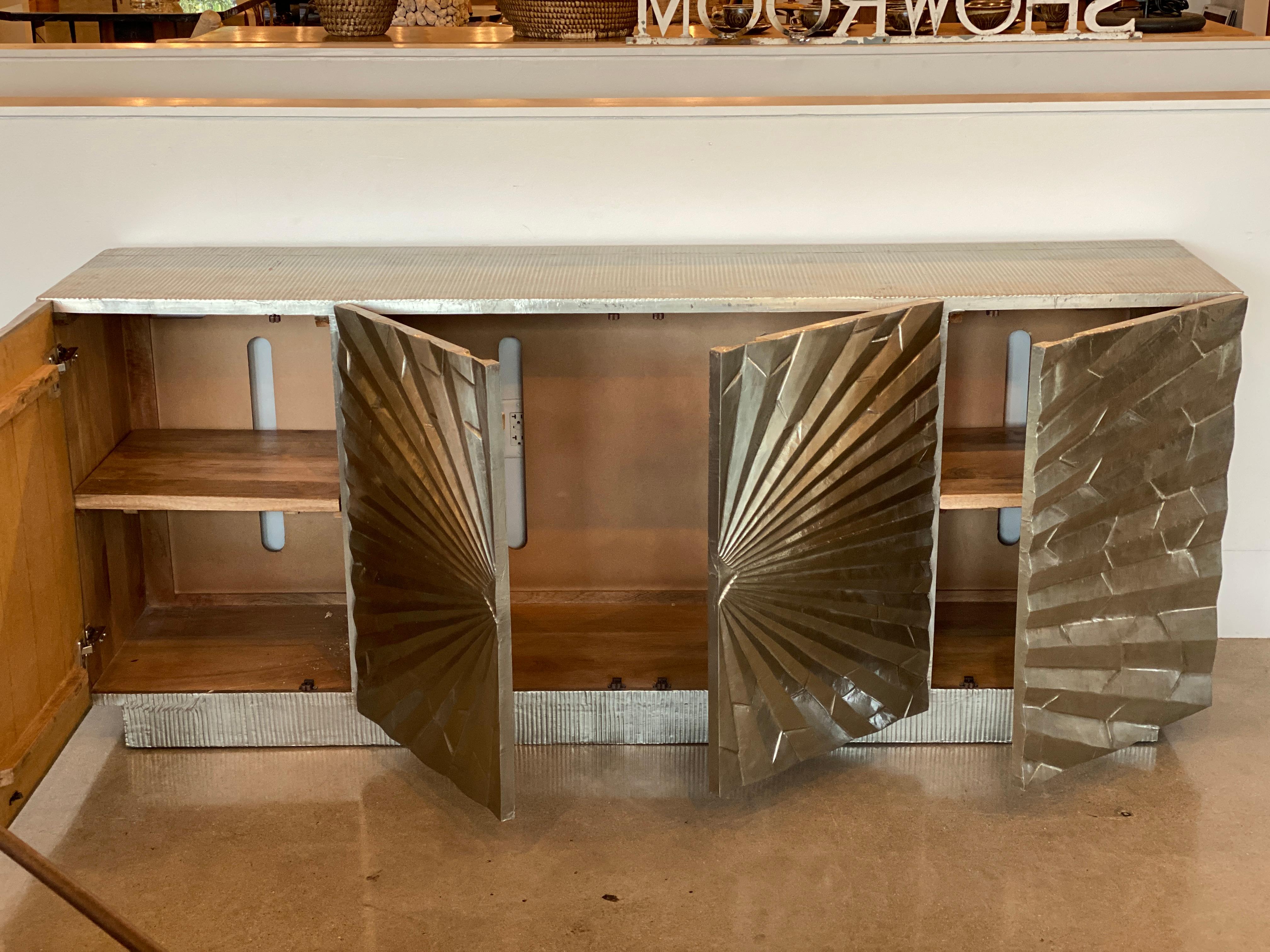 Brutalist Aluminum Wrapped Sideboard, Attributed to Marvin Arenson, 1970s In Good Condition In Austin, TX