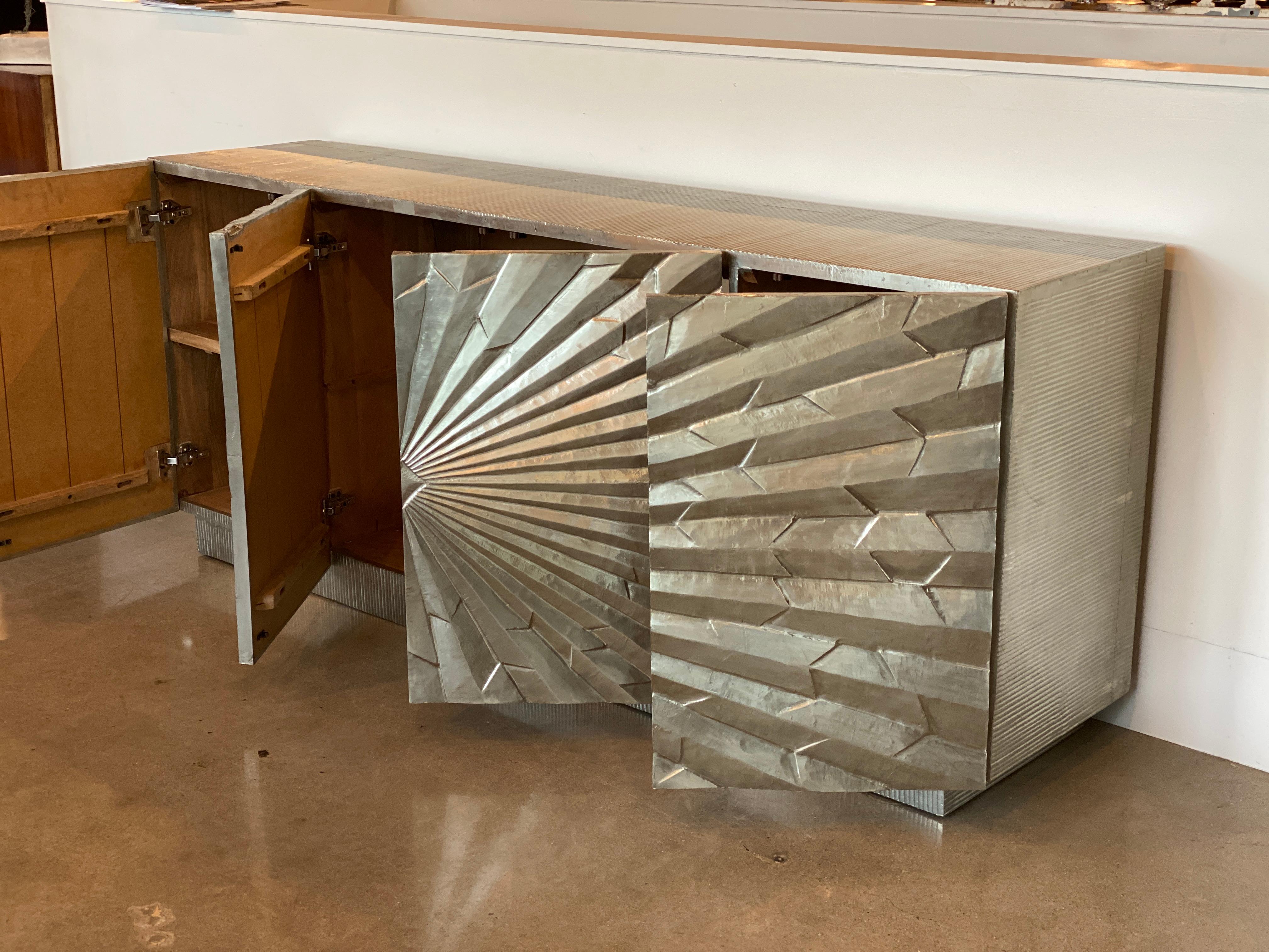 Brutalist Aluminum Wrapped Sideboard, Attributed to Marvin Arenson, 1970s 1