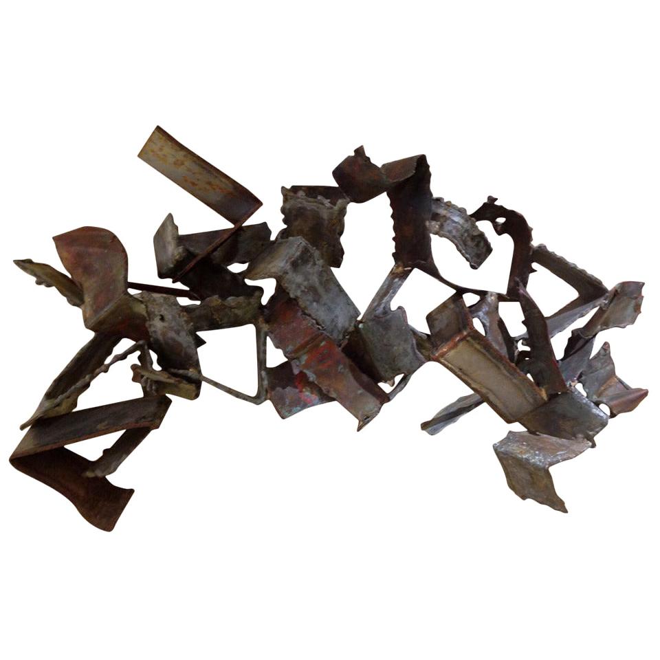 Brutalist and Modern Metal Wall Sculpture For Sale
