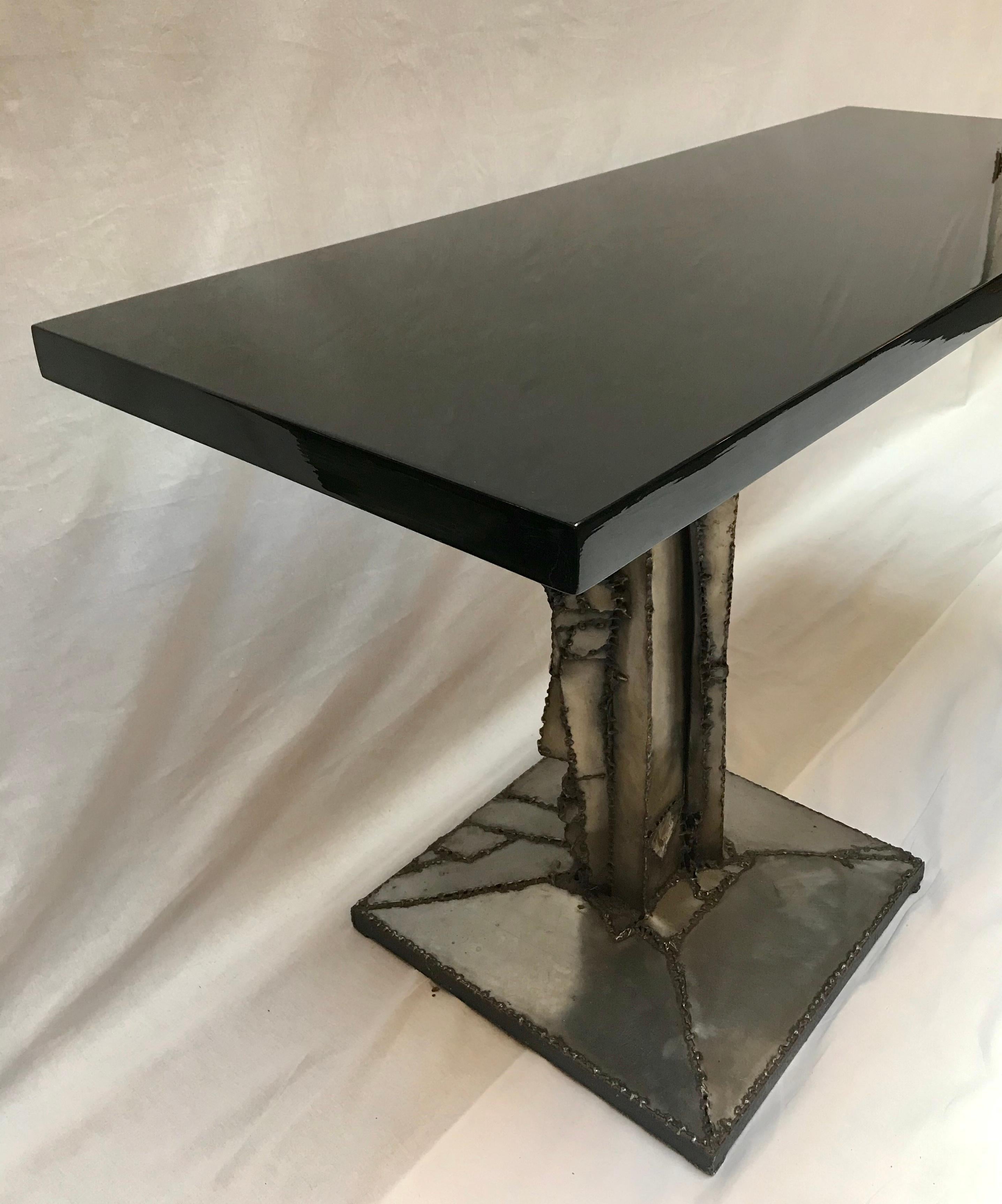 Painted Brutalist and Sculptural Console Table by Jacques Versari, 1983