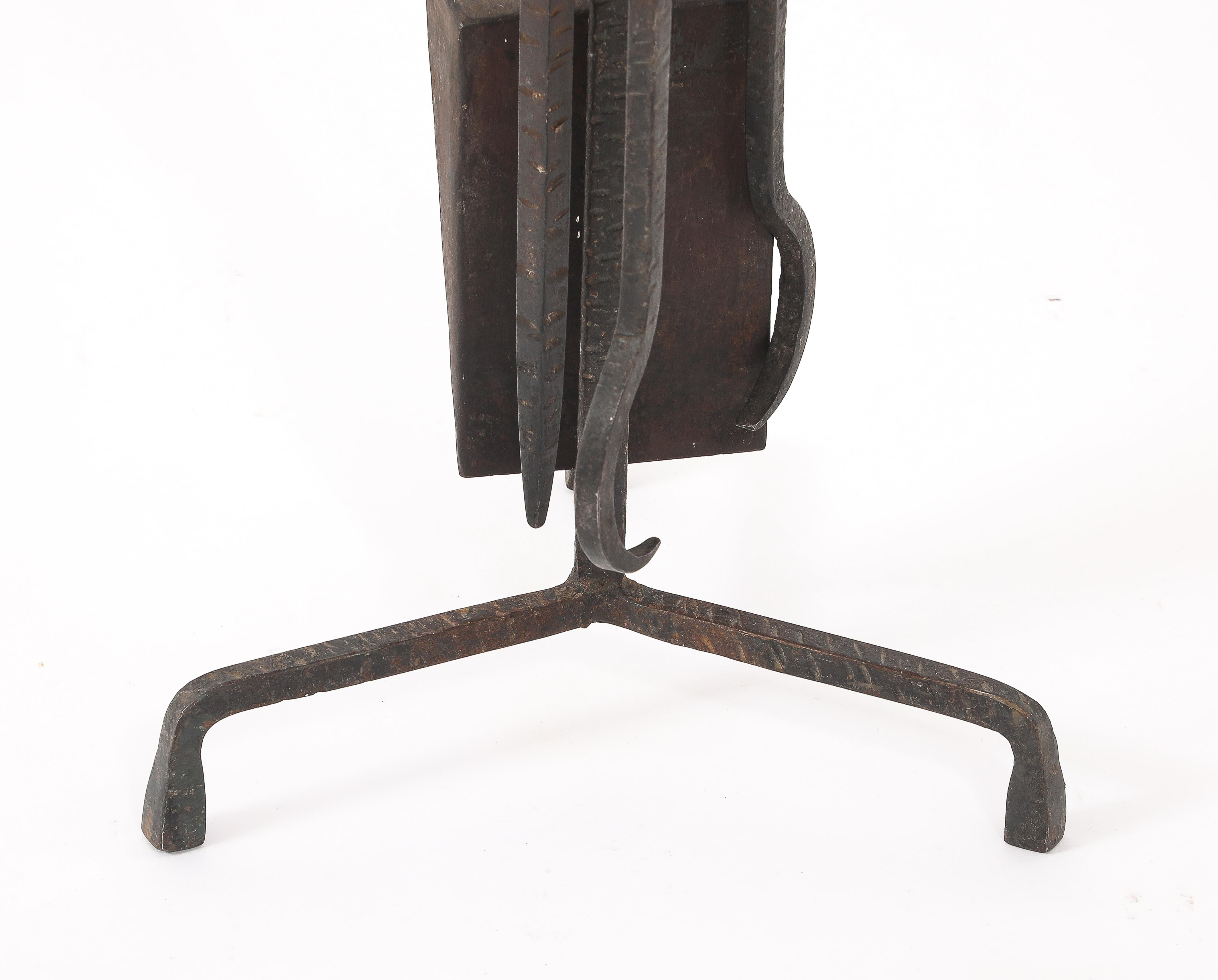 Brutalist Andirons & Tool Set, France 1960's For Sale 10