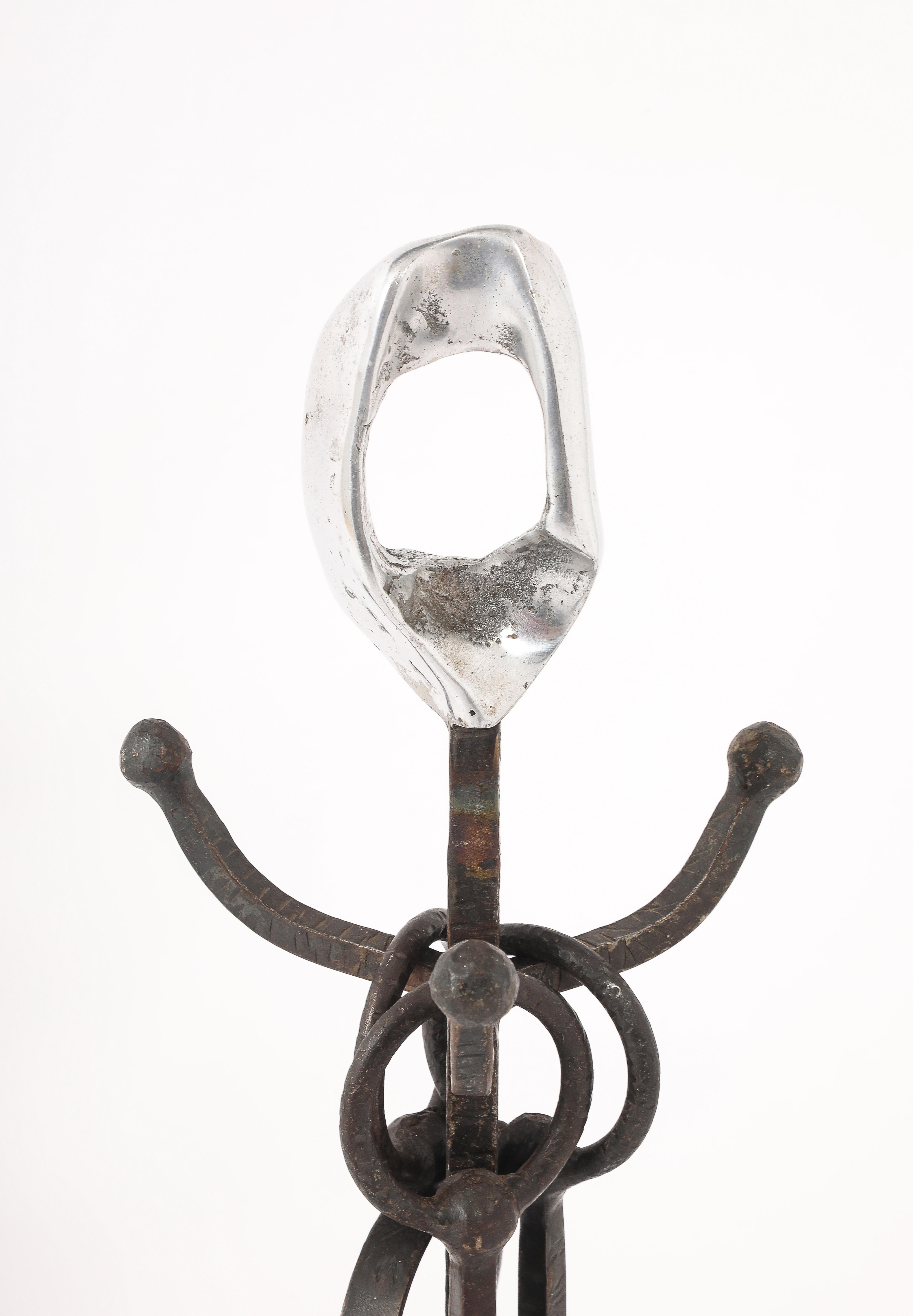 Brutalist Andirons & Tool Set, France 1960's For Sale 13