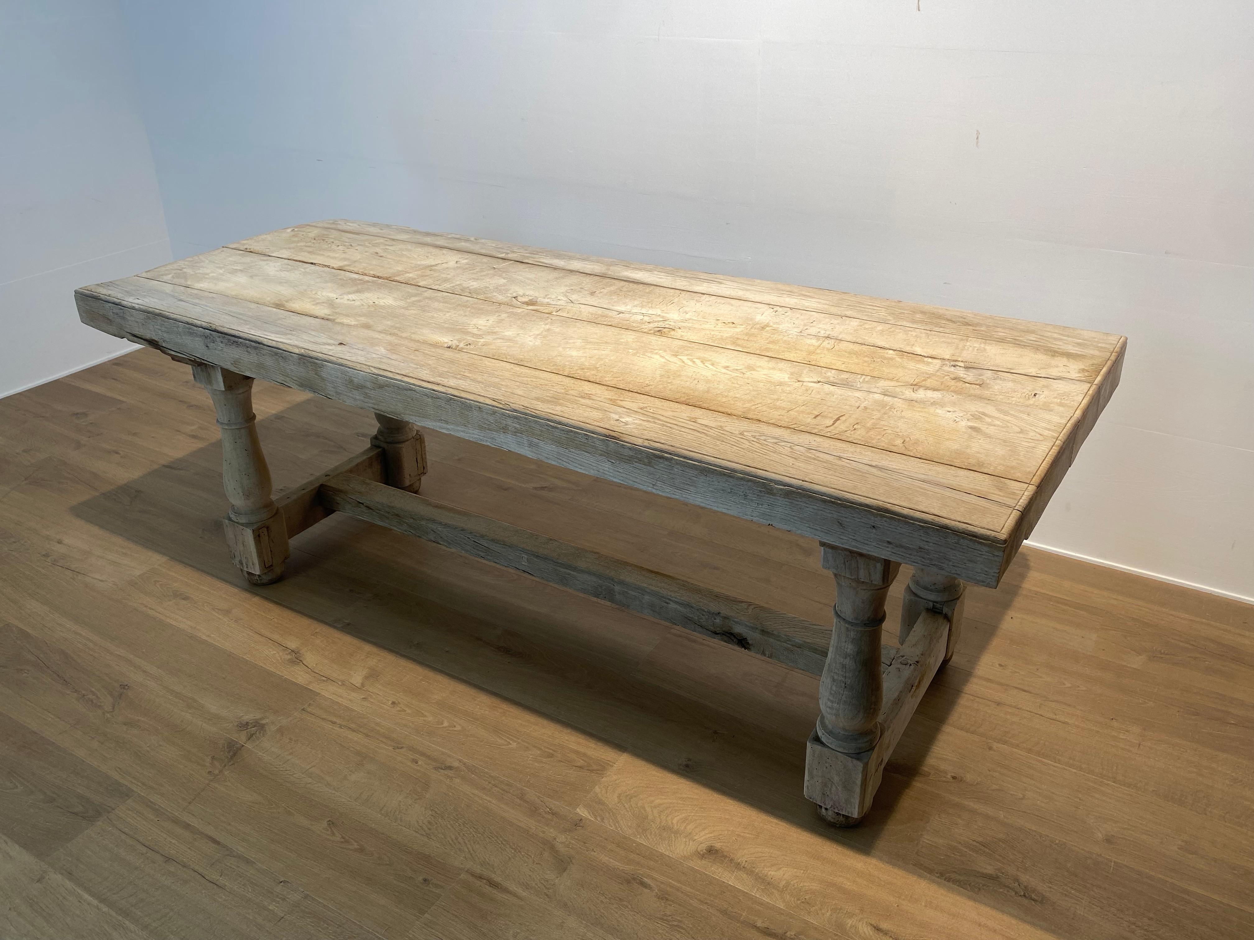 Bleached Brutalist Antique French Center Table For Sale