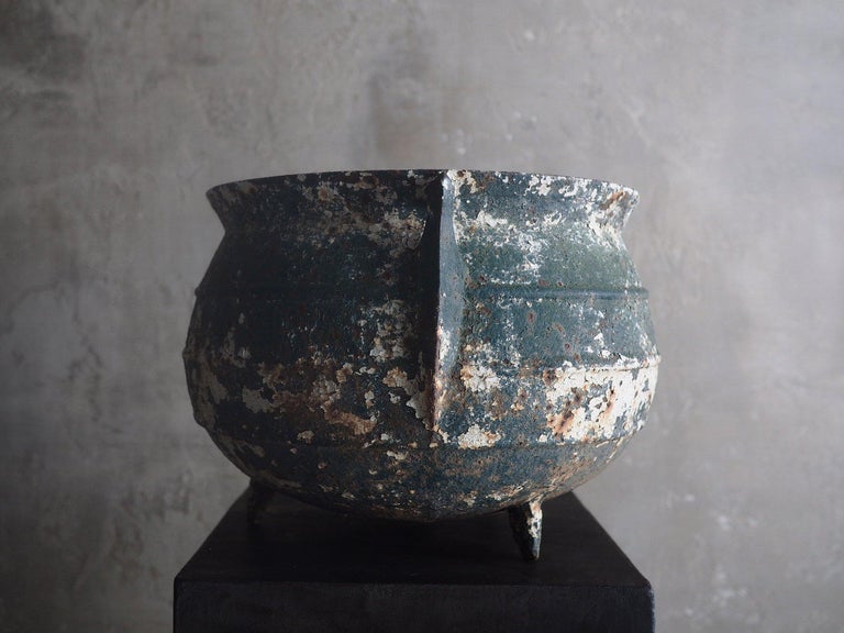 Brutalist Antique Iron Pot at 1stDibs
