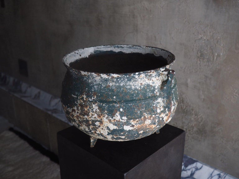 Brutalist Antique Iron Pot at 1stDibs