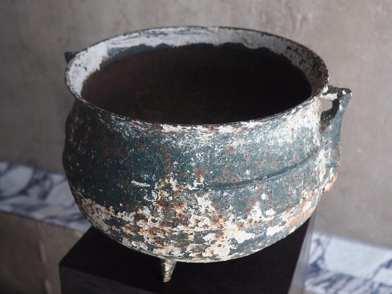 Brutalist Antique Iron Pot at 1stDibs