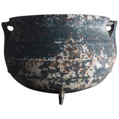 Brutalist Antique Iron Pot