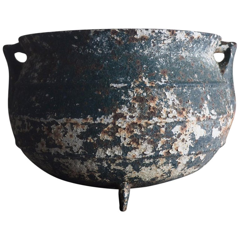 Brutalist Antique Iron Pot at 1stDibs
