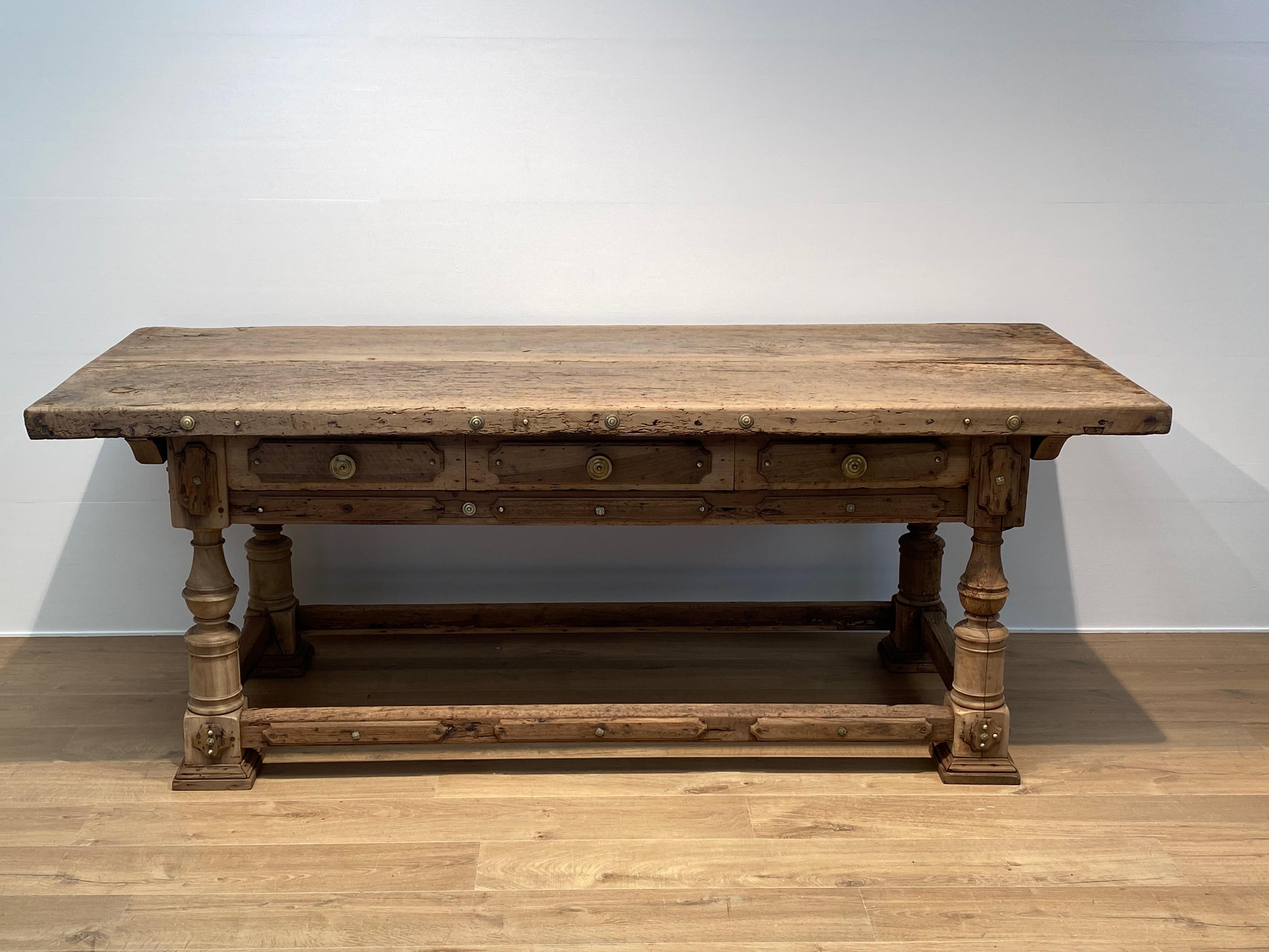 Bleached Brutalist , Antique Italian Table For Sale