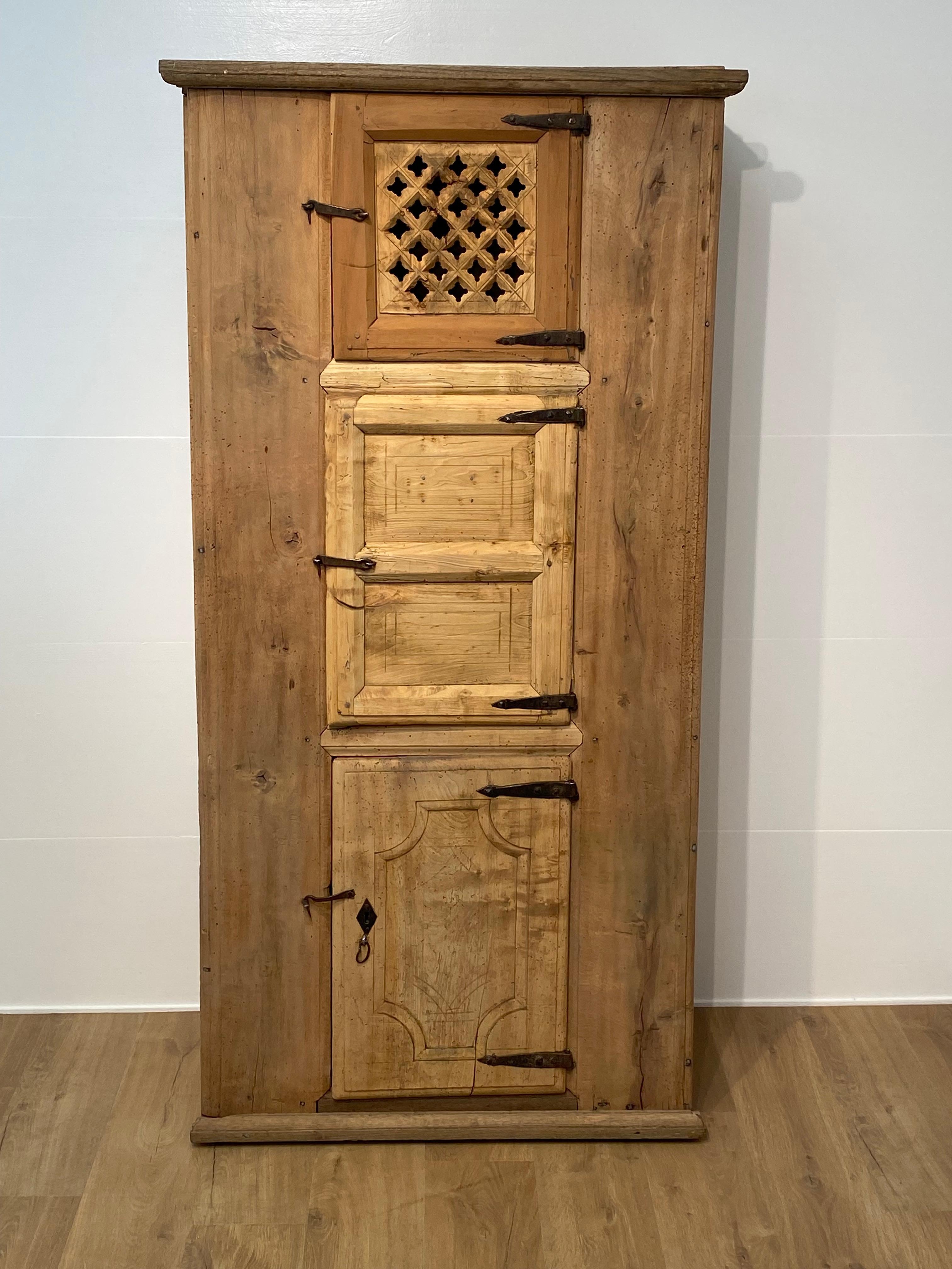 Bleached Brutalist , Antique Spanish Cabinet For Sale