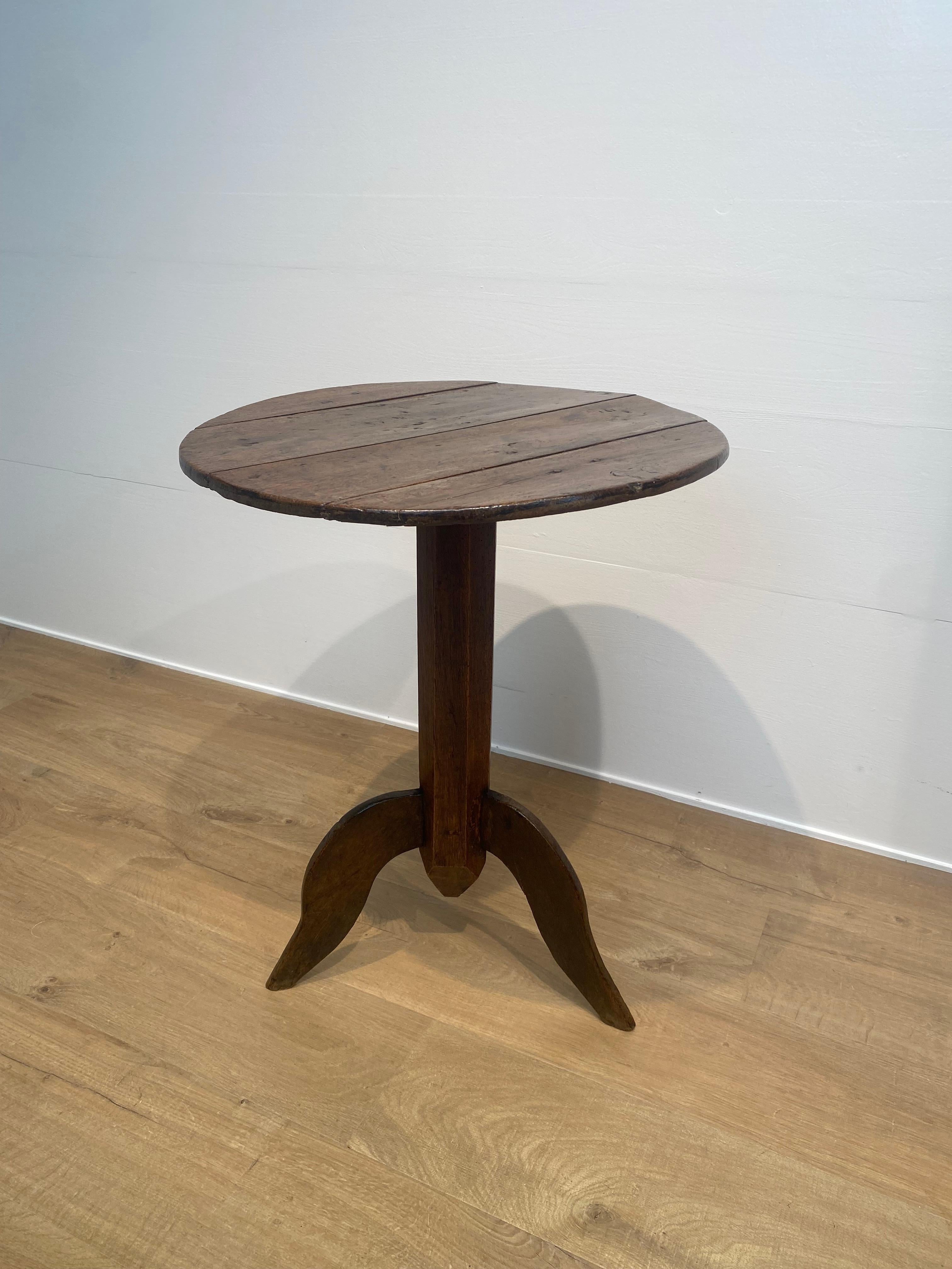 Patinated Brutalist, Antique Spanish Tripod Table For Sale