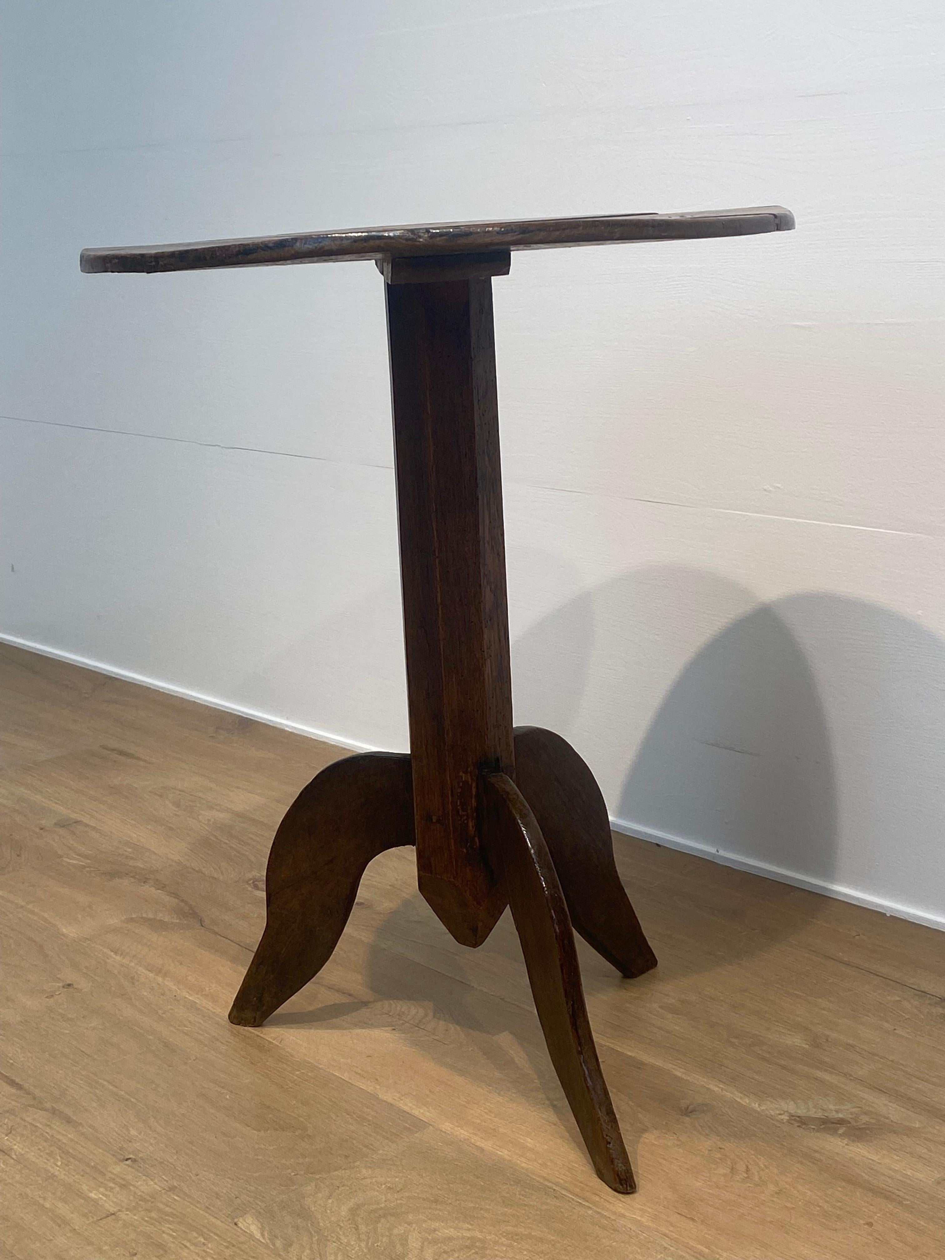 Brutalist, Antique Spanish Tripod Table For Sale 3