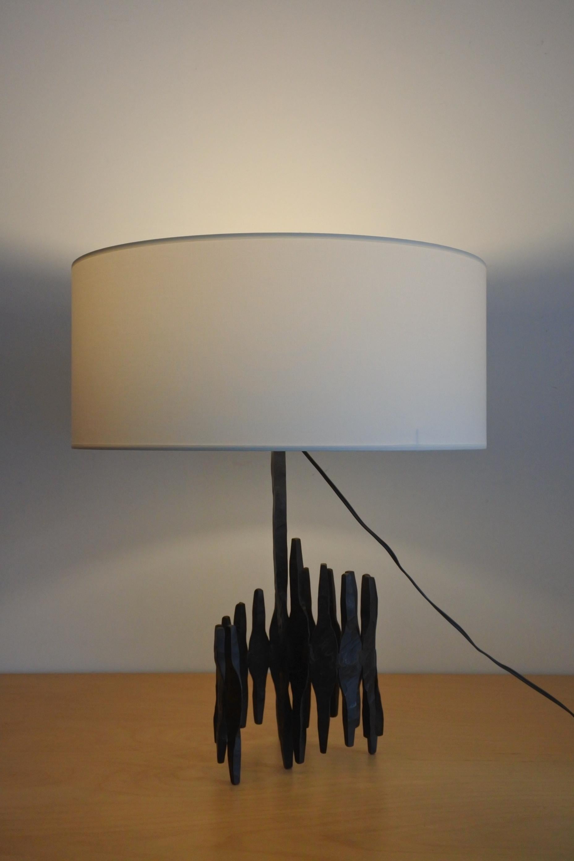 Mid-20th Century Brutalist Architectural Table Lamp in Wrought Iron, France 1960s