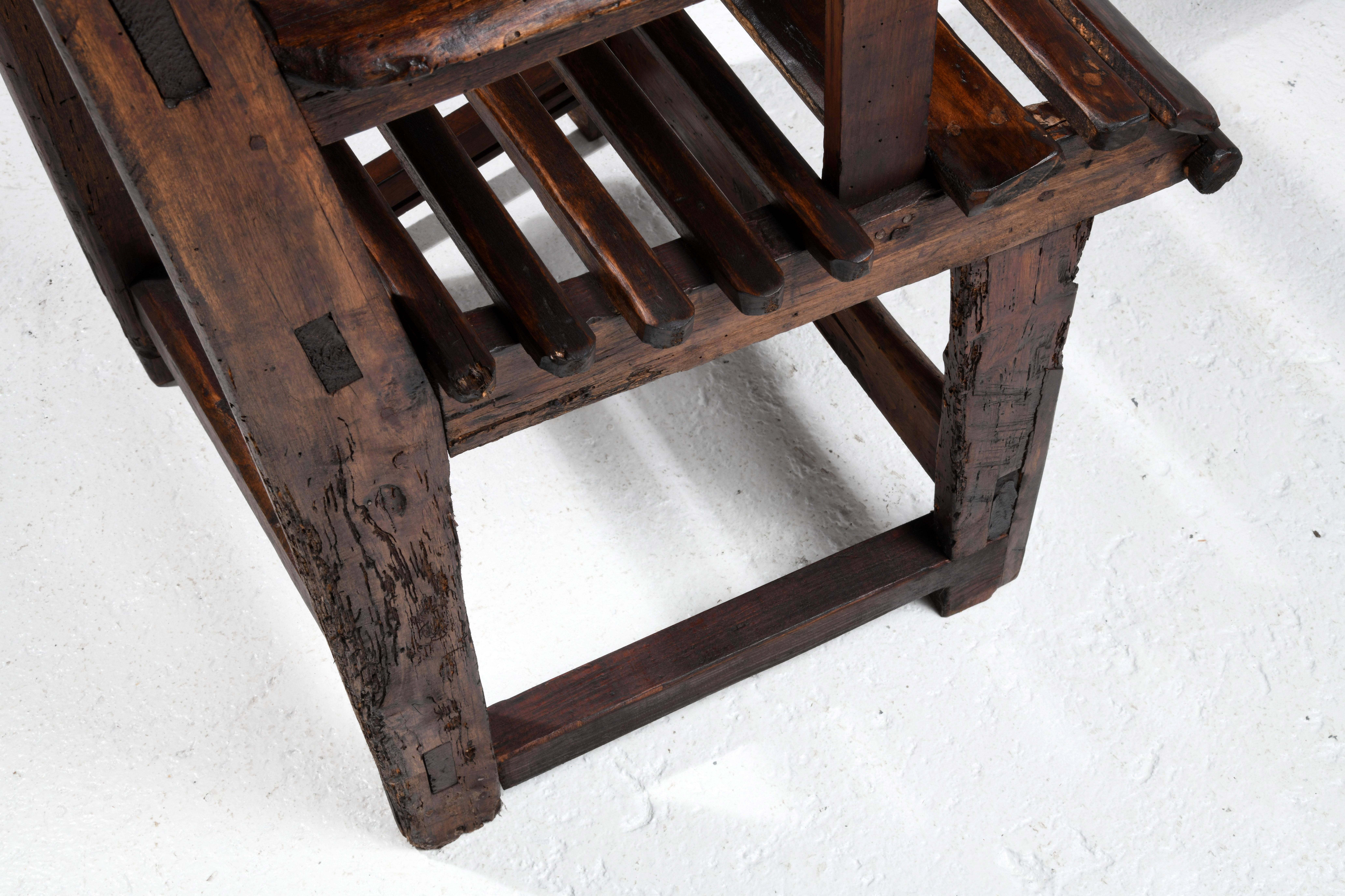 Brutalist armchair French folk art first part of the 20th century 7