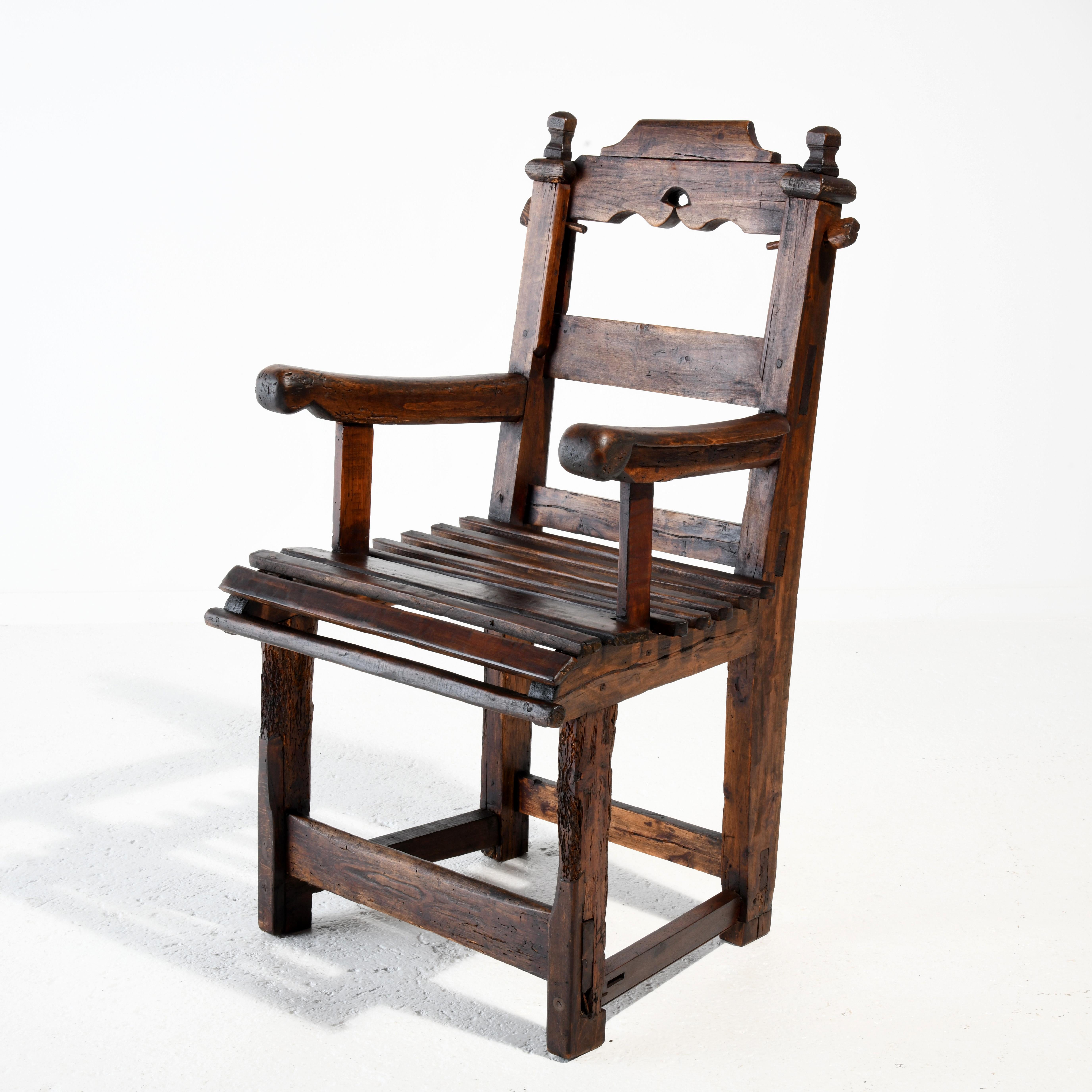 Brutalist armchair French folk art first part of the 20th century 11