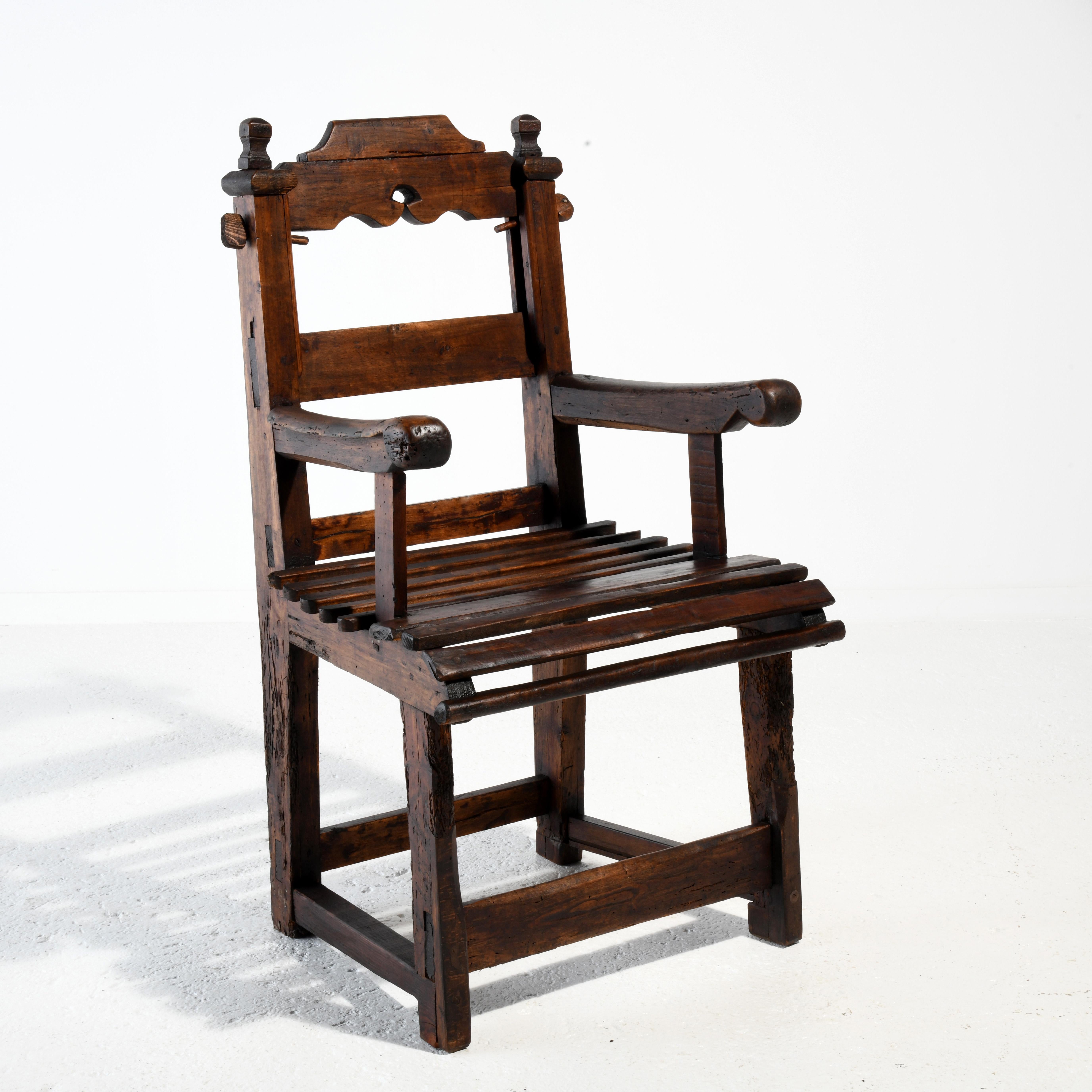 Brutalist armchair French folk art first part of the 20th century 13