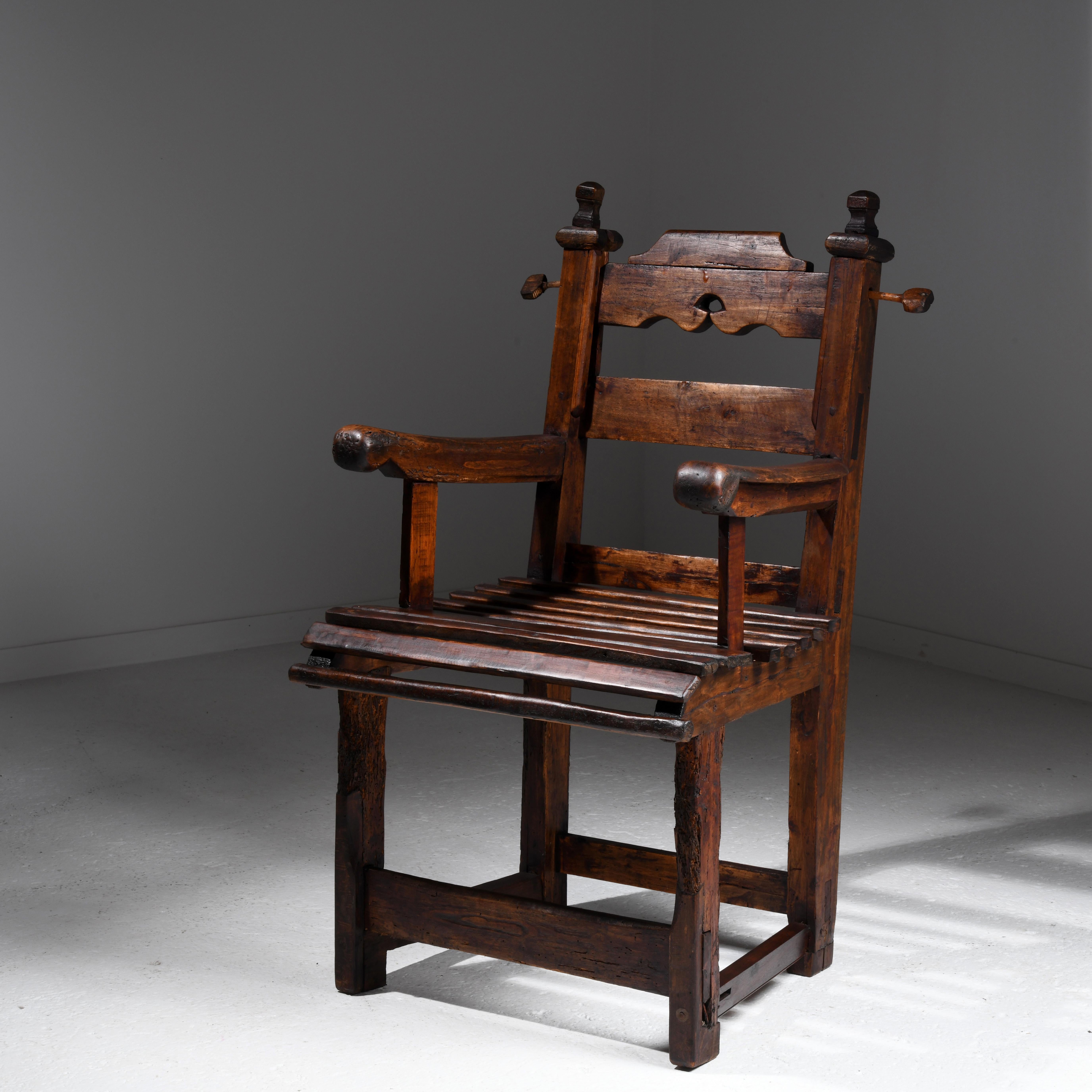 French Provincial Brutalist armchair French folk art first part of the 20th century