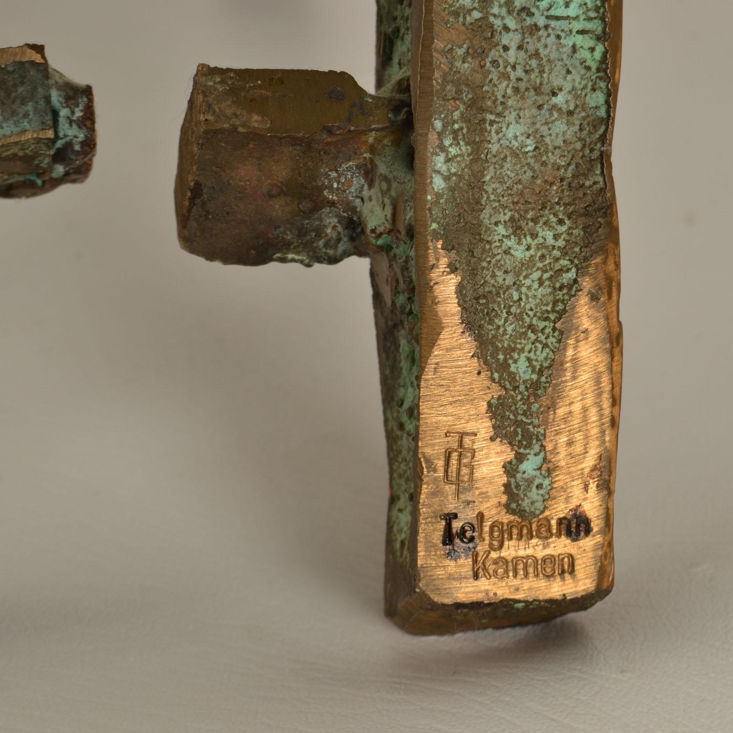 Brutalist Art Bronze Door Handles Push Pull for Glass Door For Sale 5