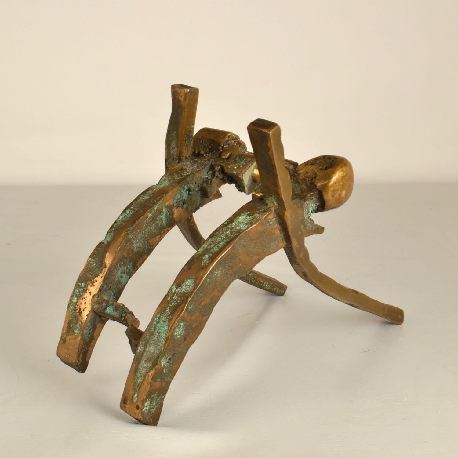 Brutalist Art Bronze Door Handles Push Pull for Glass Door In Excellent Condition For Sale In London, GB