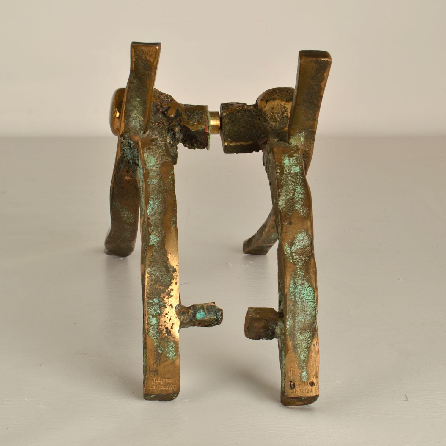 Late 20th Century Brutalist Art Bronze Door Handles Push Pull for Glass Door For Sale