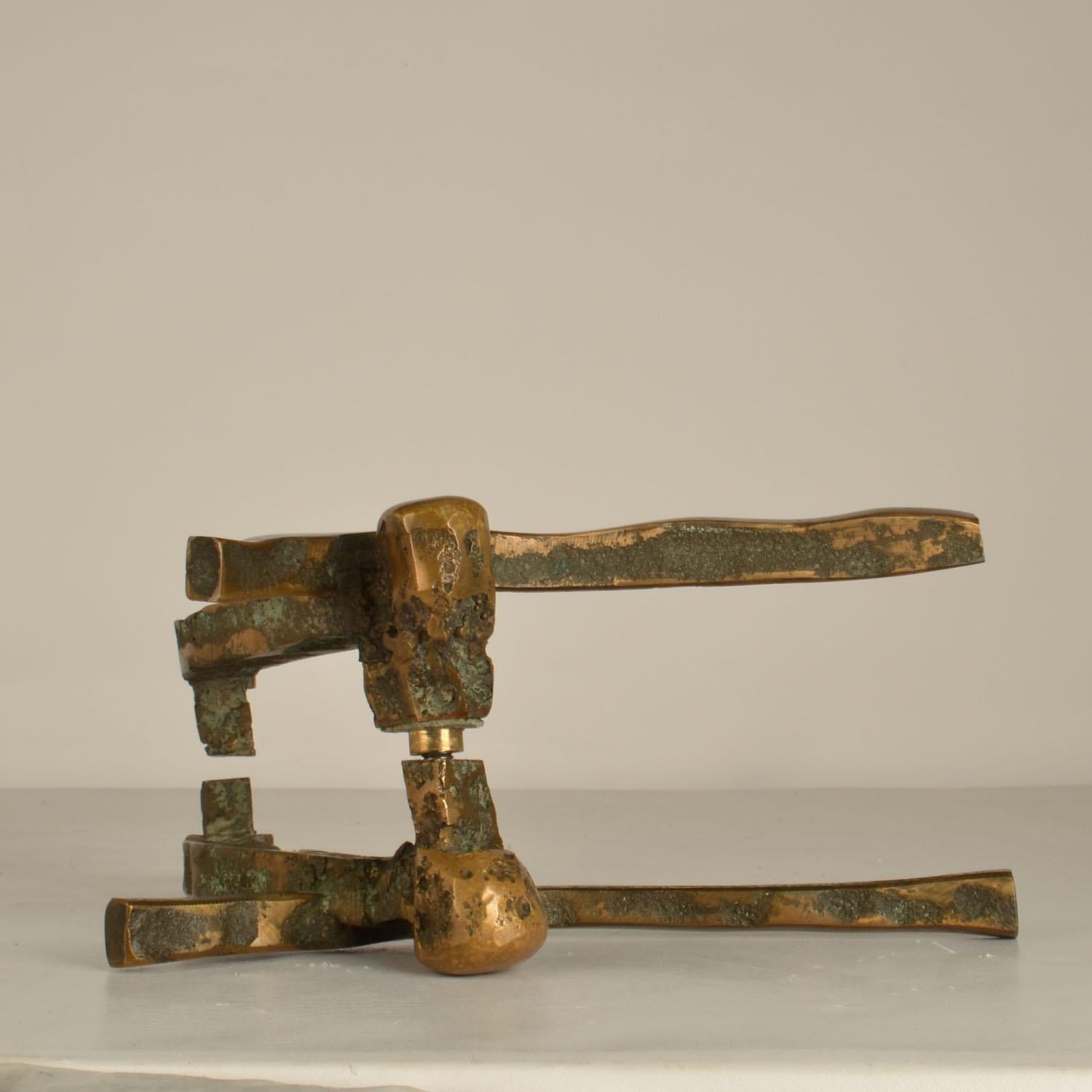Brutalist Art Bronze Door Handles Push Pull for Glass Door For Sale 3
