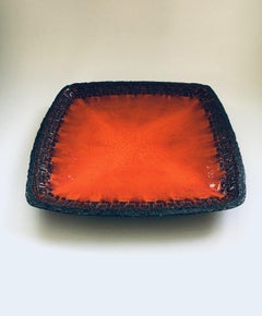 Brutalist Art Ceramic Large Bowl by Jan Nolf, Perignem Belgium 1960's