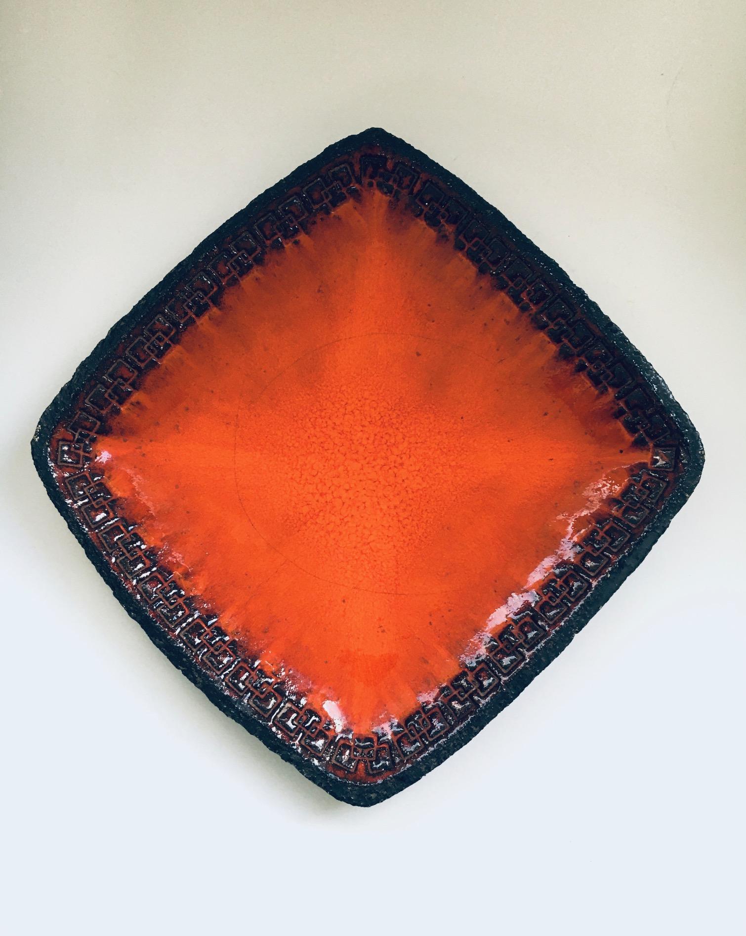 Brutalist Art Ceramic Large Bowl by Jan Nolf, Perignem Belgium 1960's 1